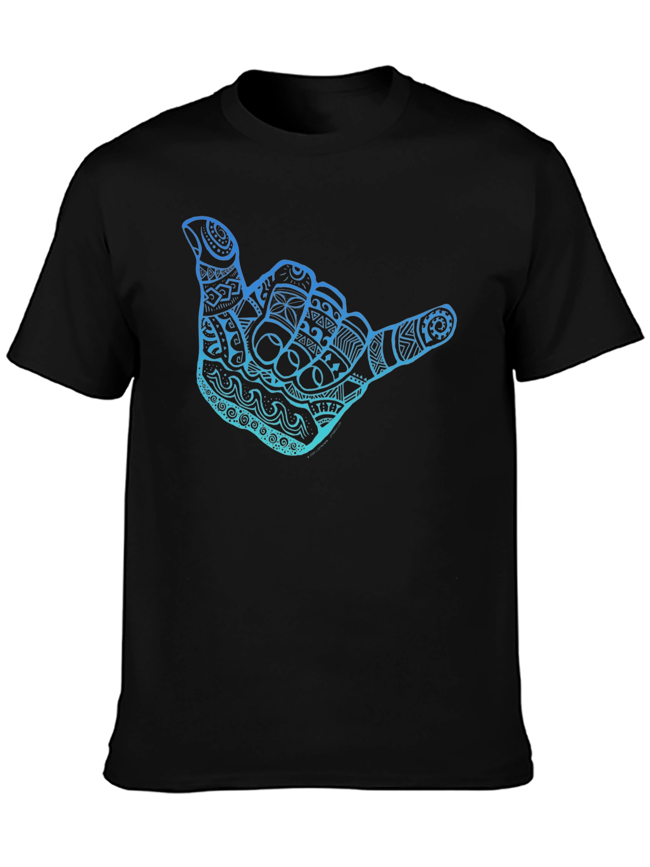 Black Shaka Hand Sign Graphic Tee - Casual Comfort view 3