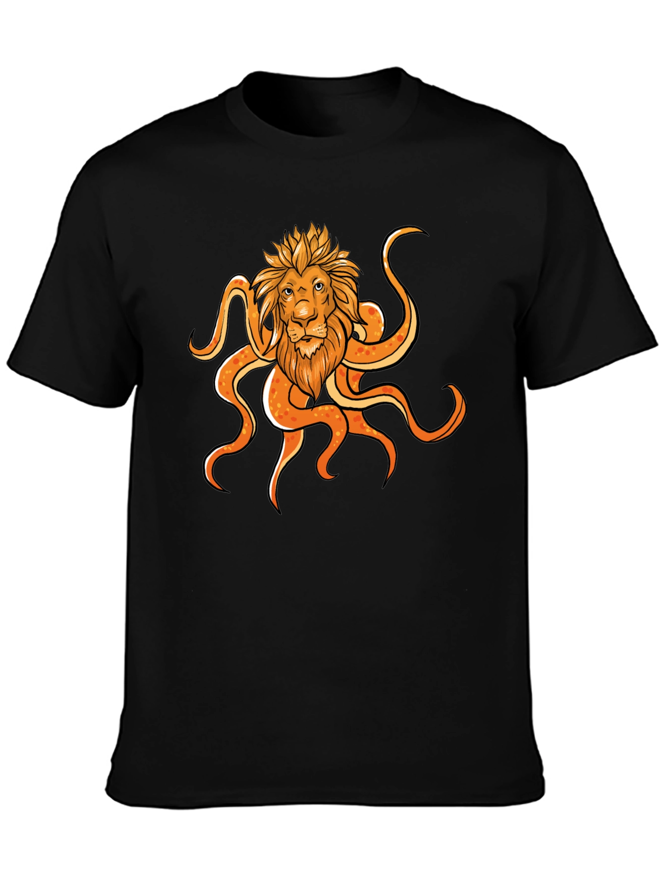 Black Lion Octopus Graphic Black T-Shirt view 3
