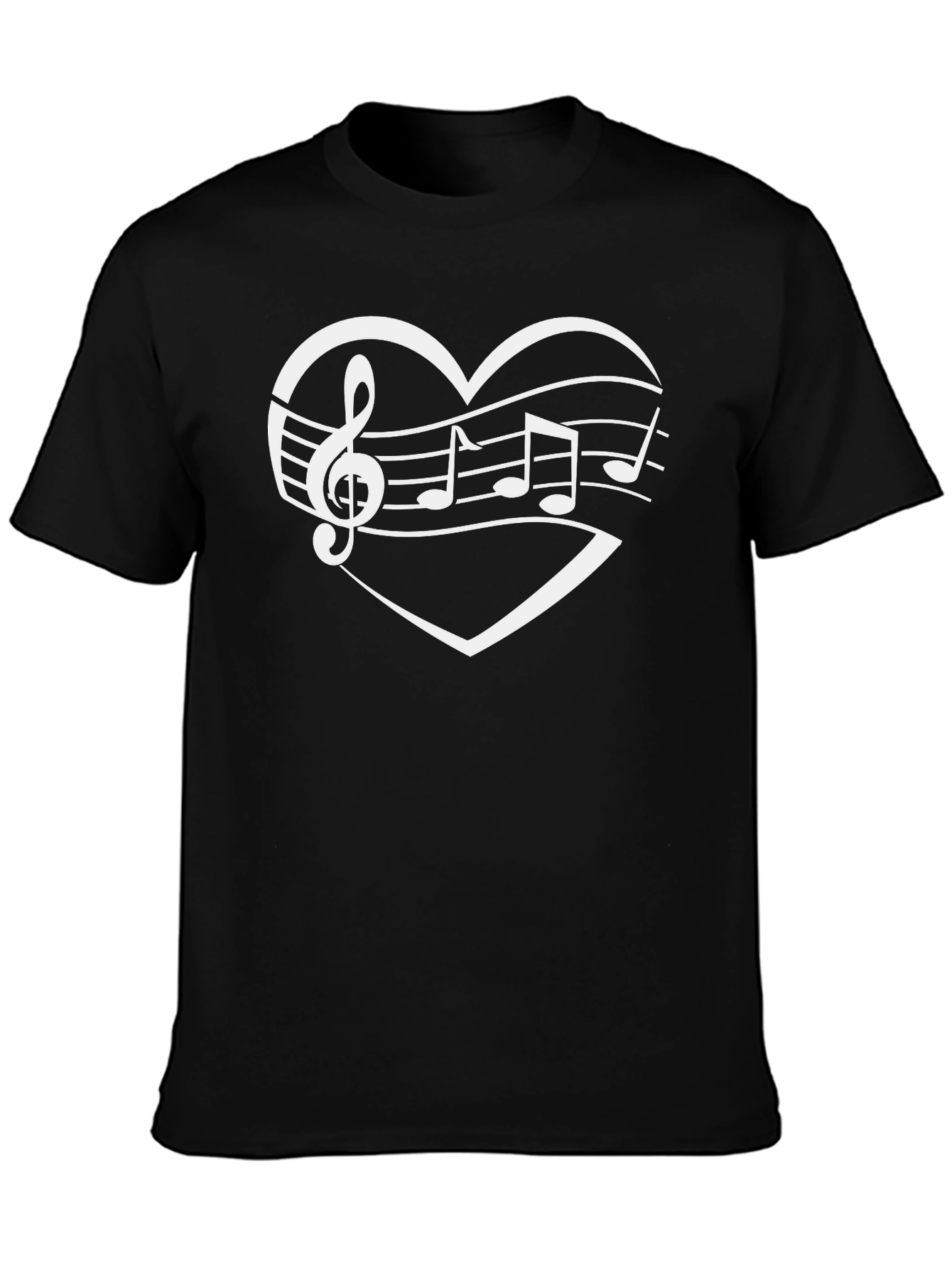 Black Music Lover's Heart Graphic T-Shirt - Black view 3