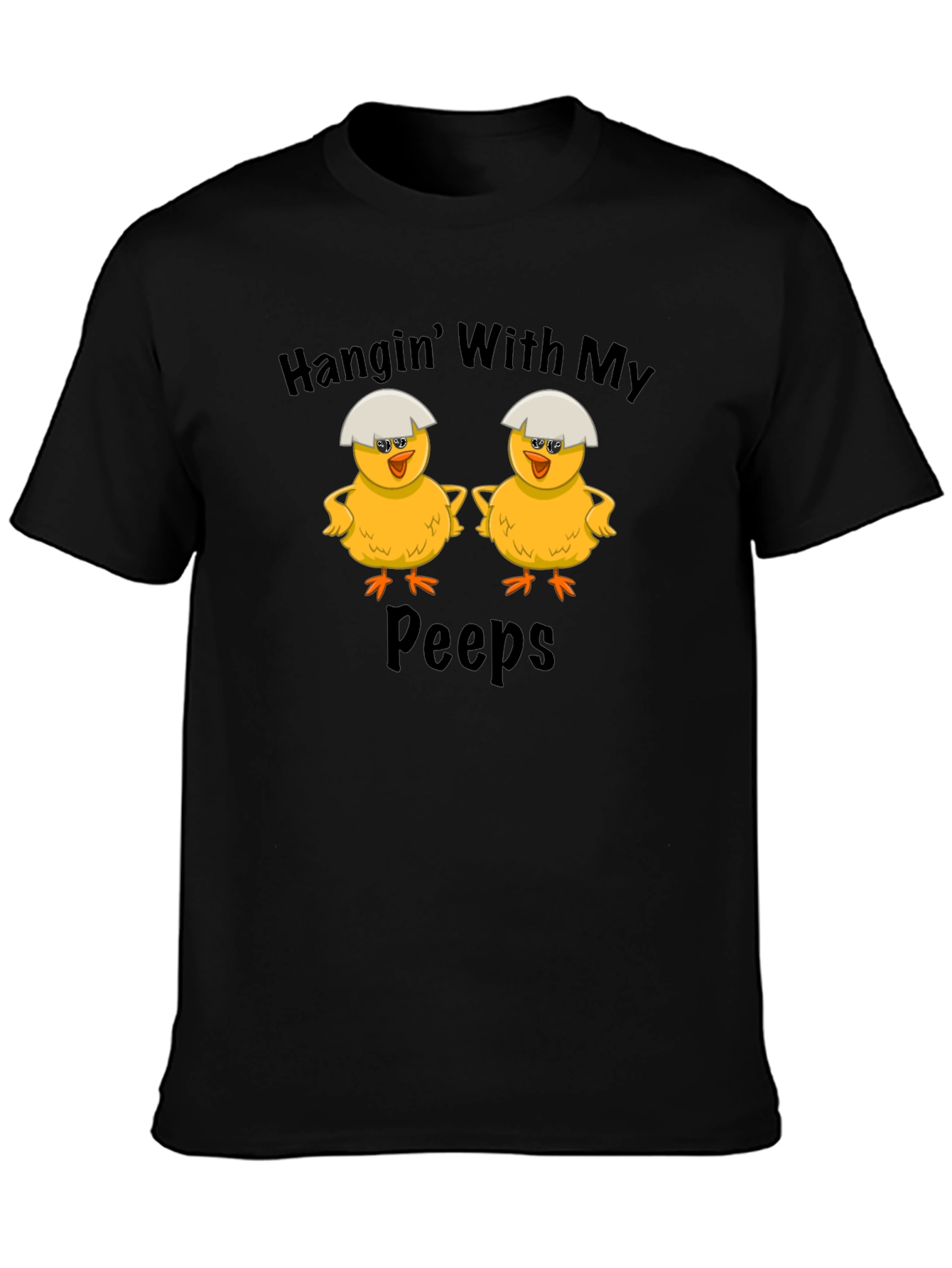Camiseta Negra: Pollitos "Hanging With My Peeps"