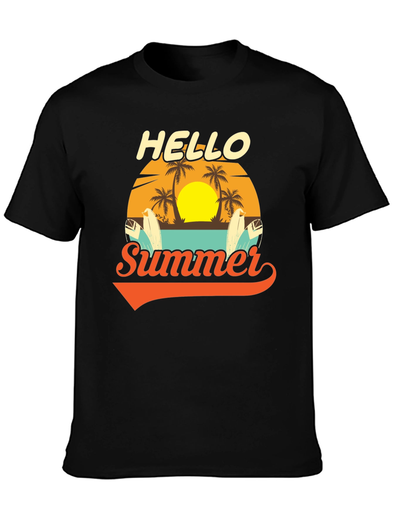 Black Hello Summer Graphic Tee - Beach Vacation Ready! view 3