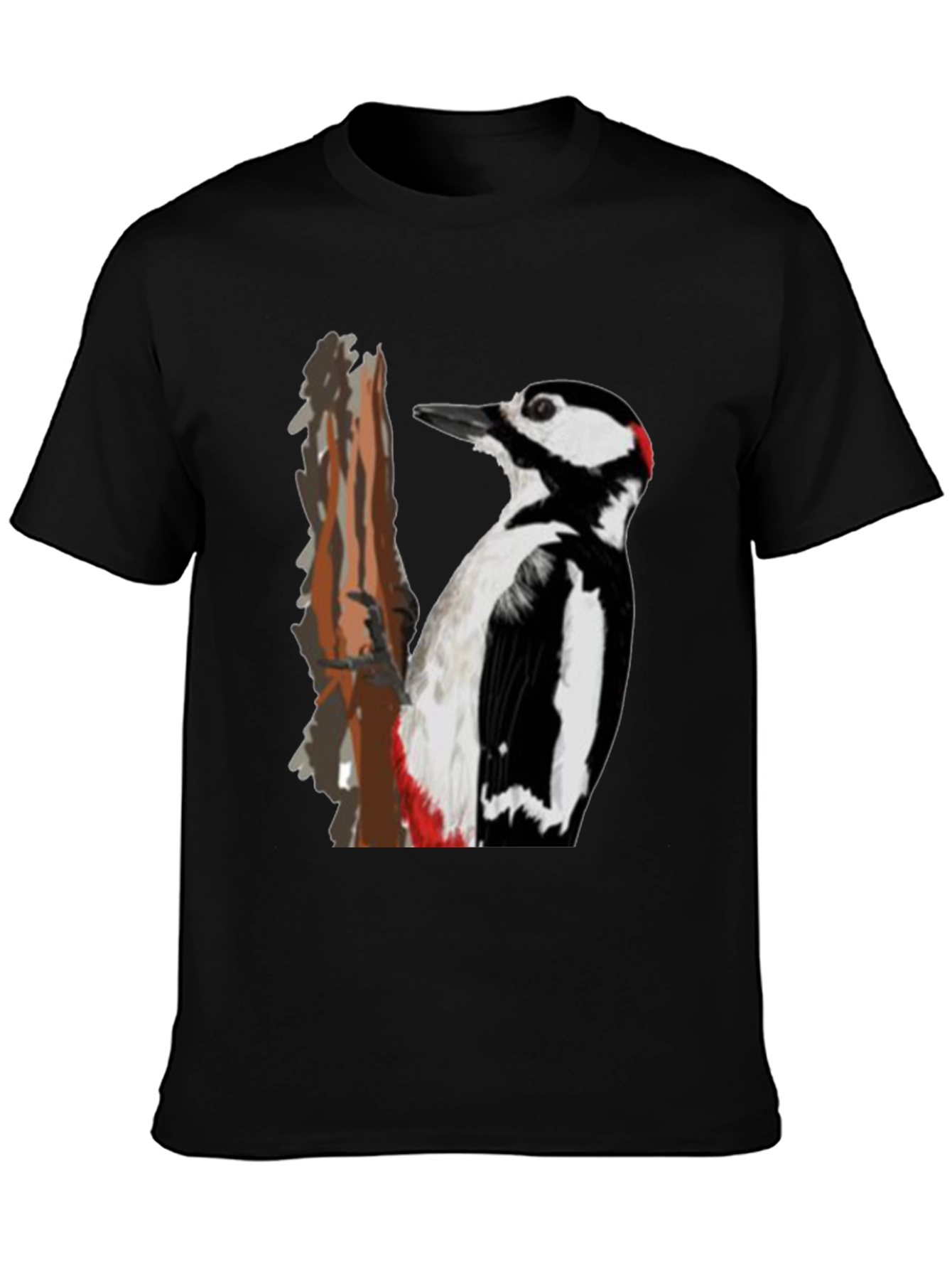 Black Woodpecker Graphic Print Black T-Shirt view 3