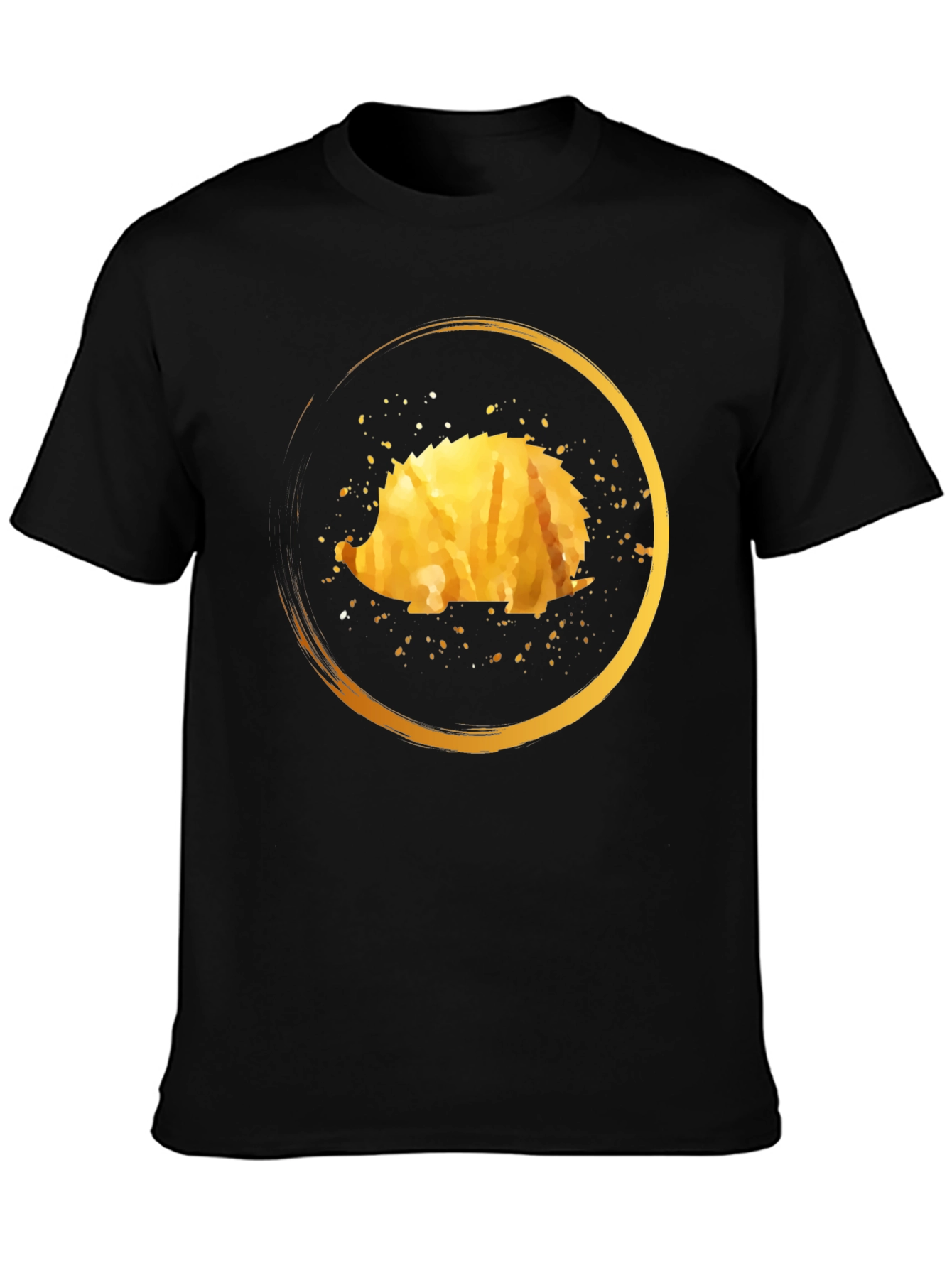 Black Golden Hedgehog Graphic Tee - Stylish Unisex Shirt view 3