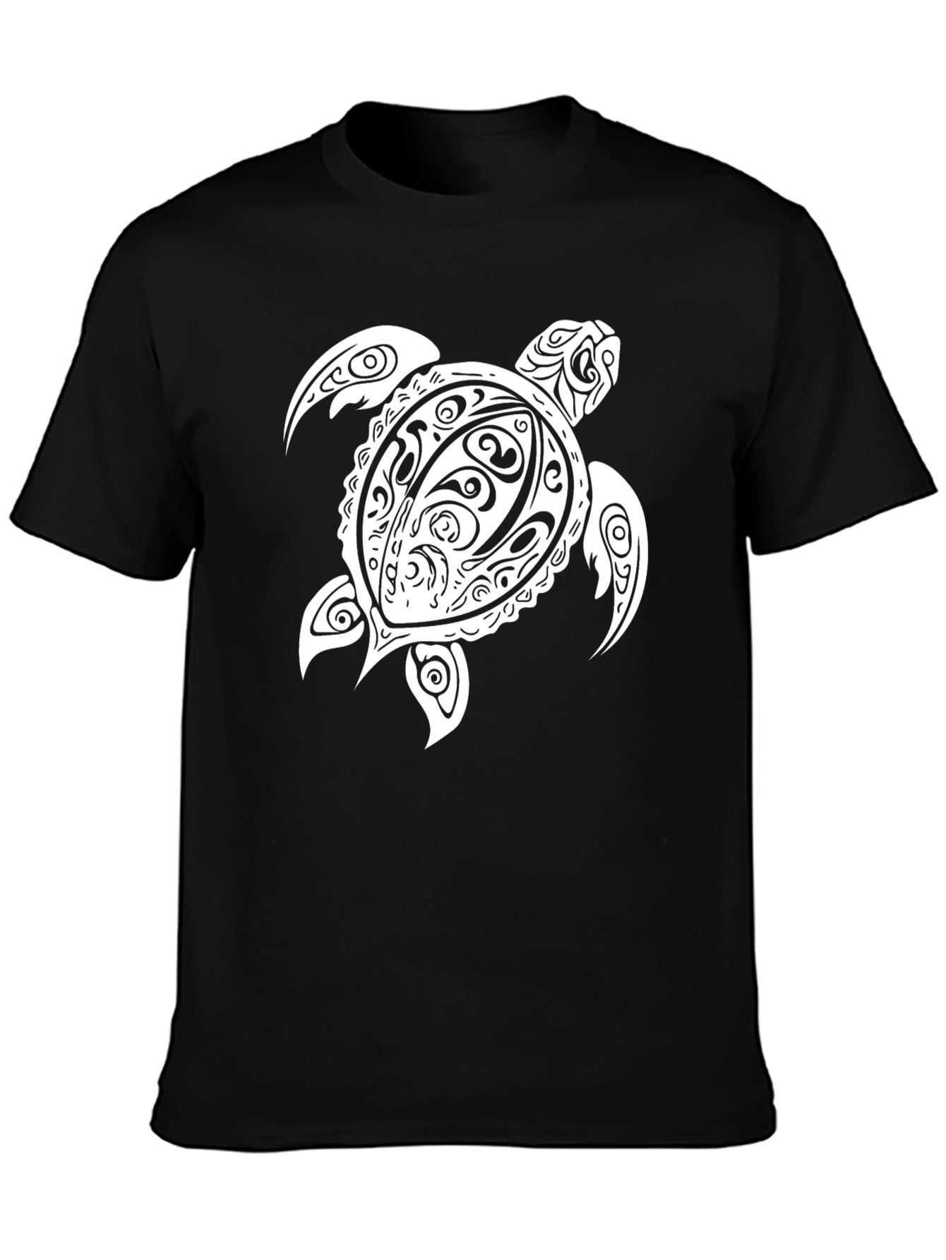 Black Tribal Turtle Graphic Tee - Black view 3