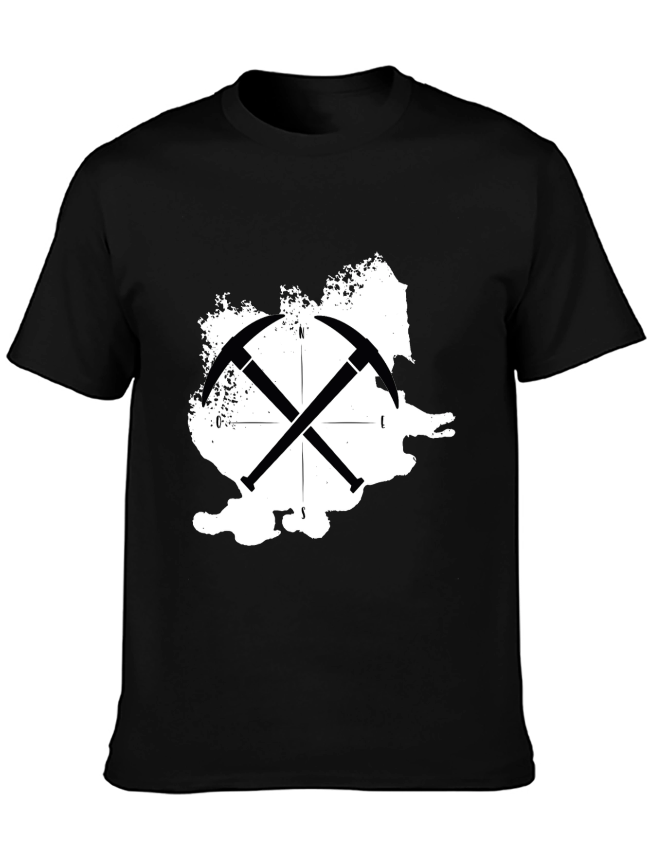 Black Romania Map Crossed Pickaxe T-Shirt view 3
