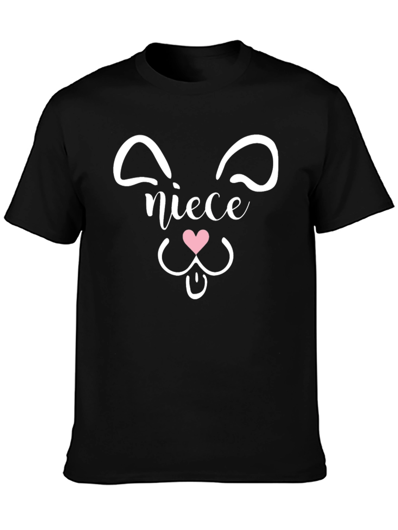 Black Cute Niece Bear Face T-Shirt - Black view 3
