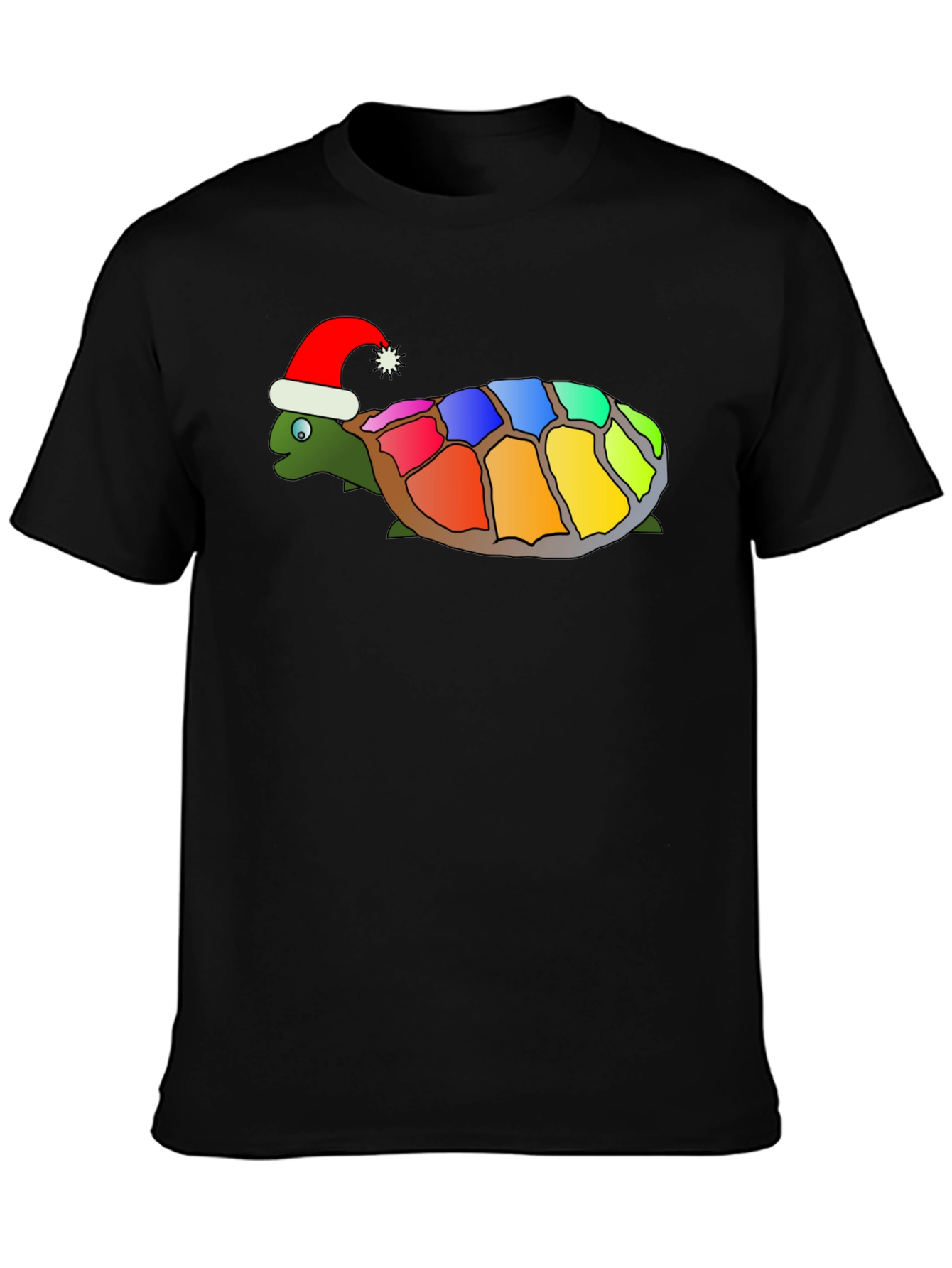Black Festive Rainbow Turtle Graphic Tee view 3