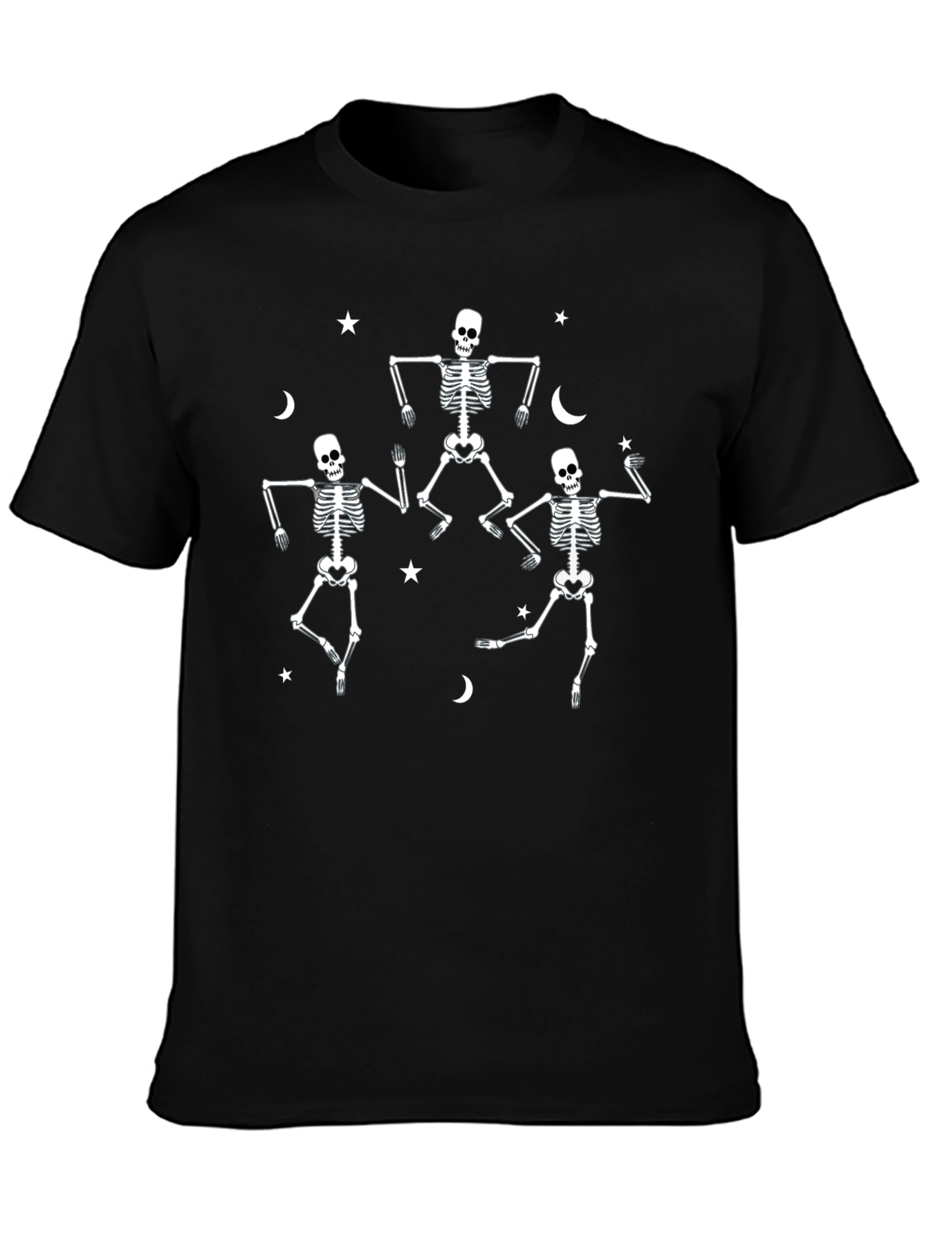 Black Dancing Skeletons Graphic Tee - Halloween Fun view 3