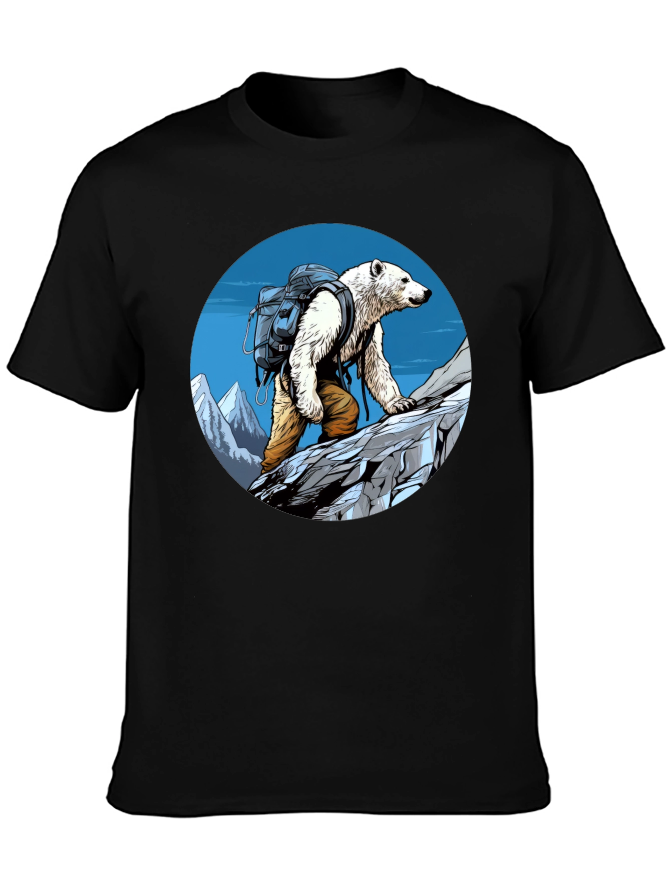 Black Polar Bear Hiking T-Shirt - Adventure Tee view 3