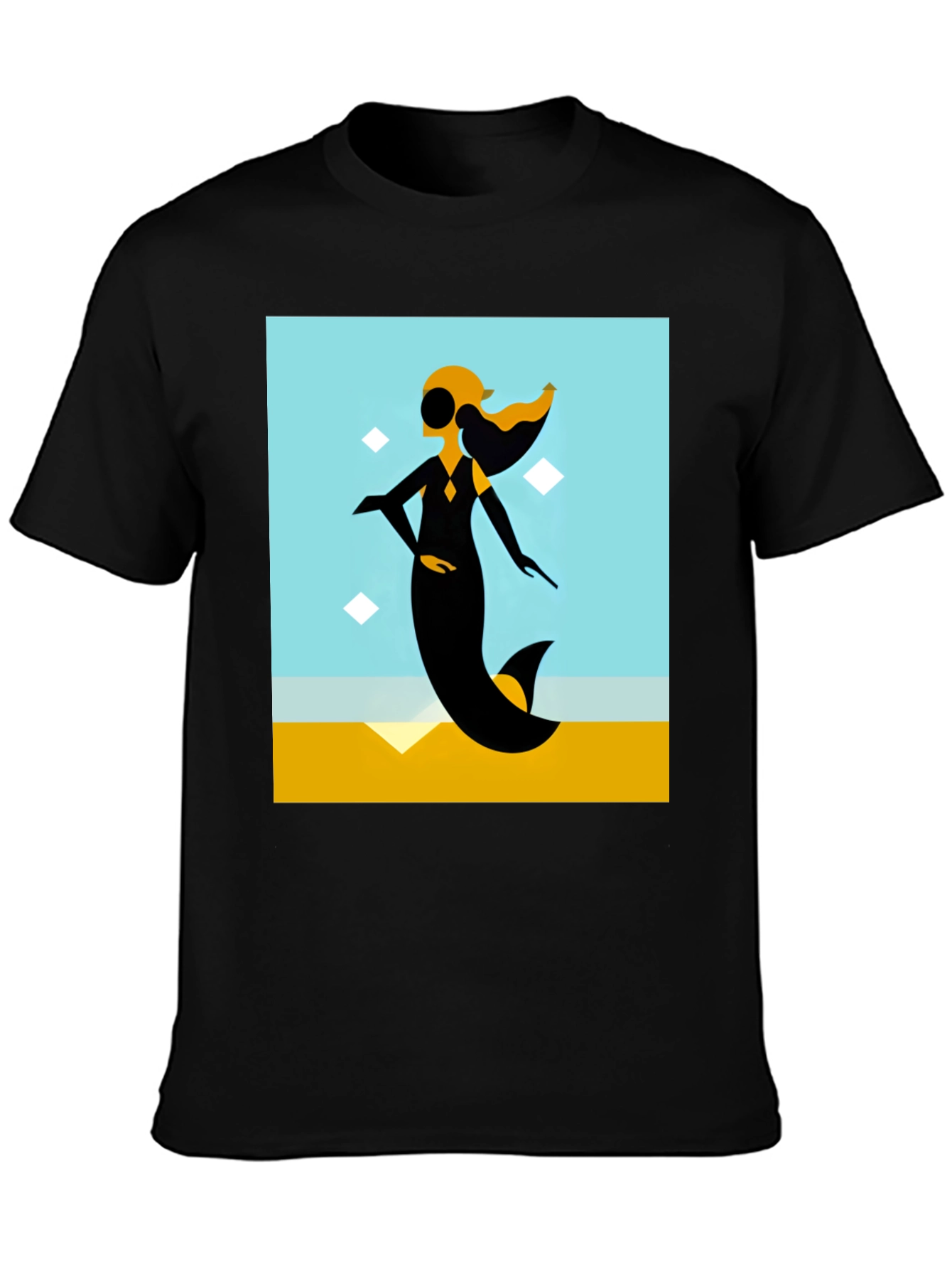 Black Abstract Mermaid Graphic Tee view 3