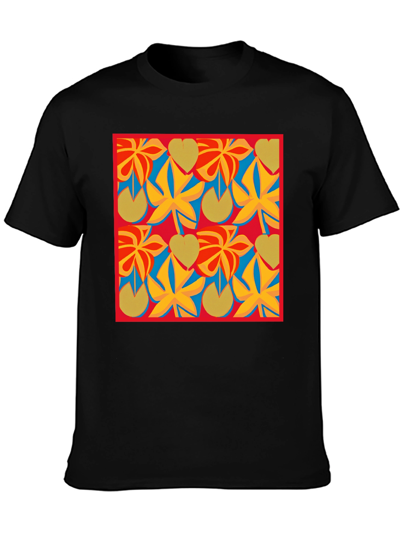 Black Abstract Floral Pattern T-Shirt - Modern Art Tee view 3