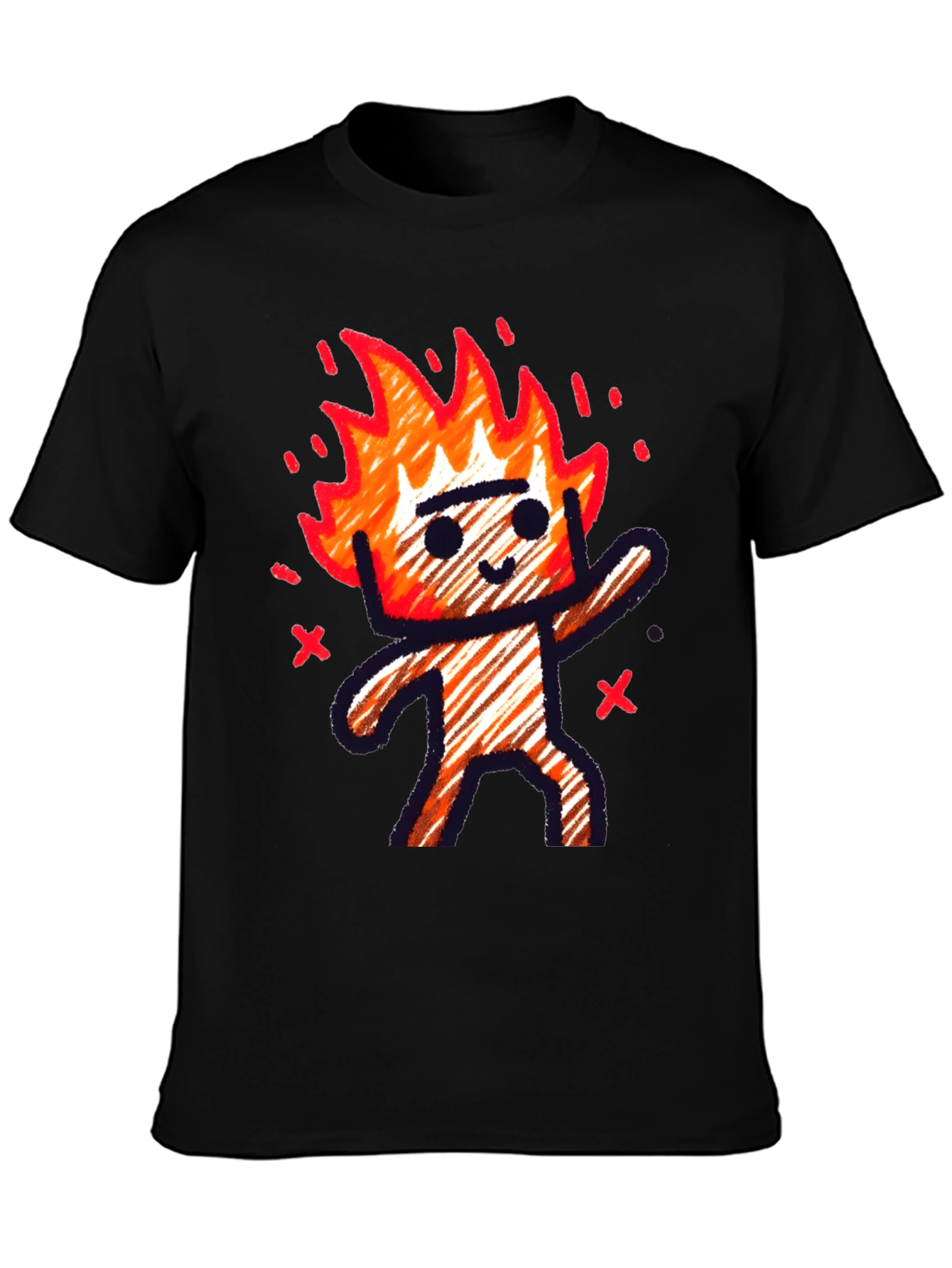 Black Flame Character T-Shirt - Soft Cotton Tee view 3