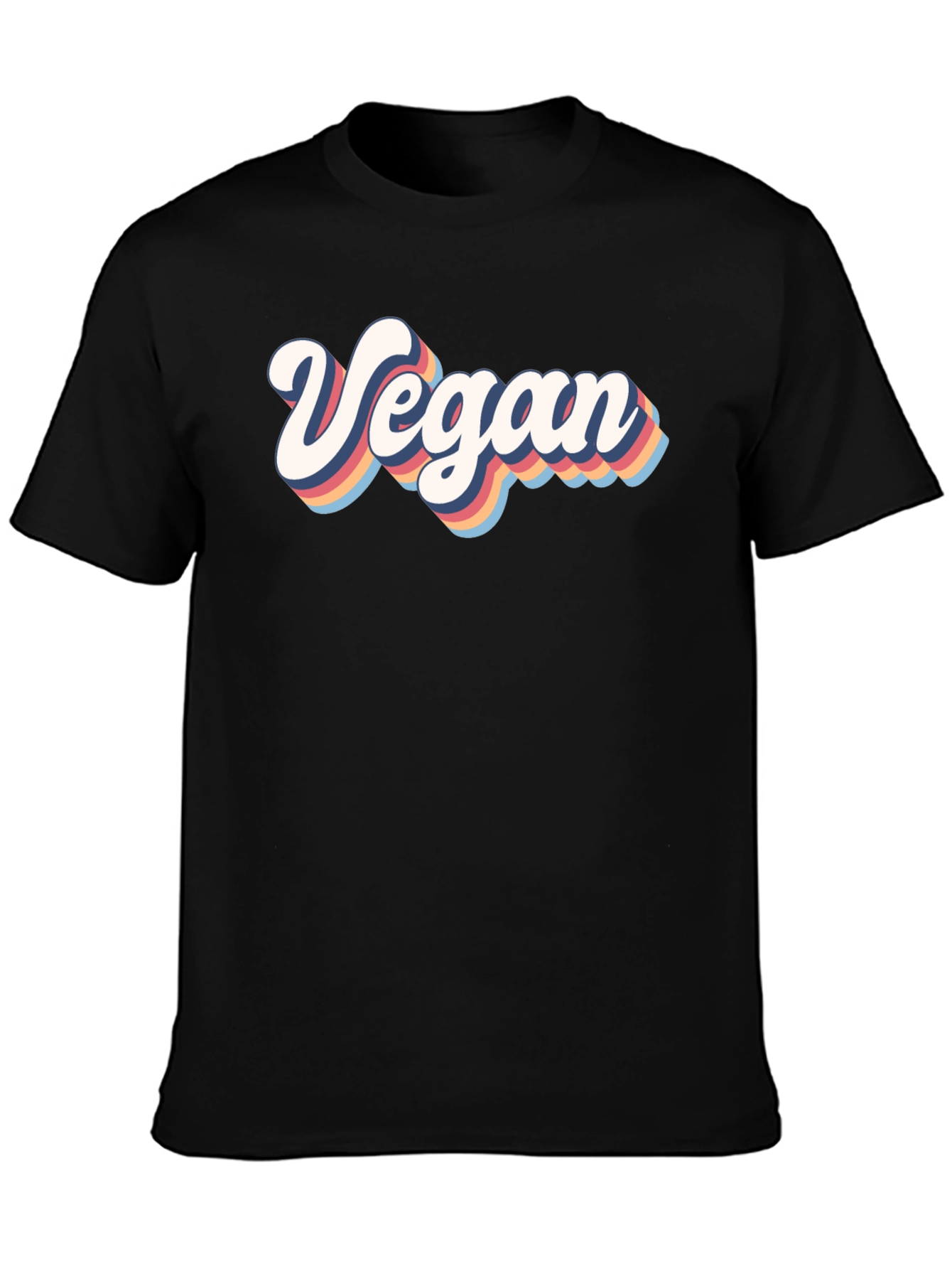 Black Retro Vegan T-Shirt - Short Sleeve Black Tee view 3