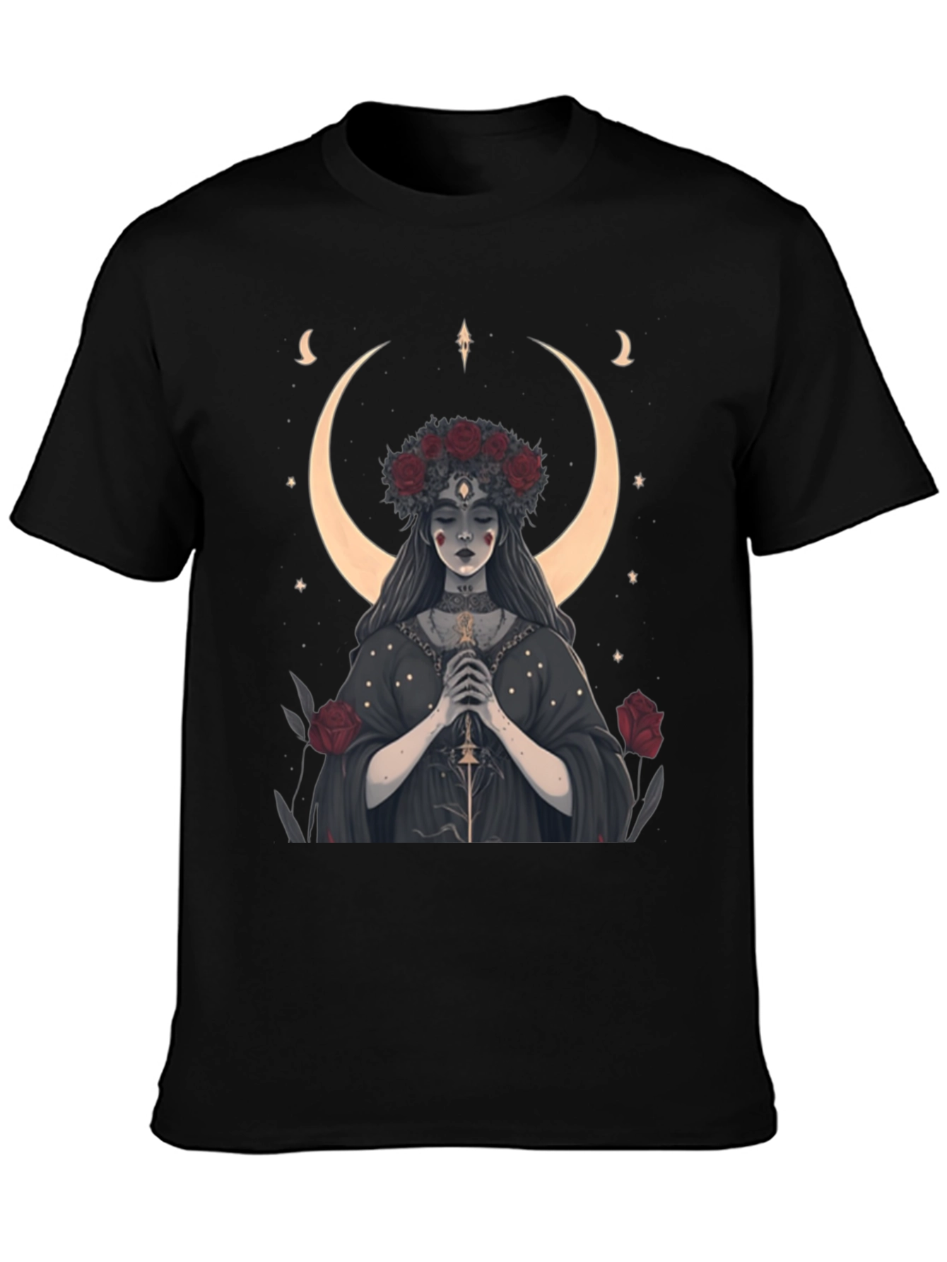 Black Mystic Moon Goddess Graphic Tee view 3