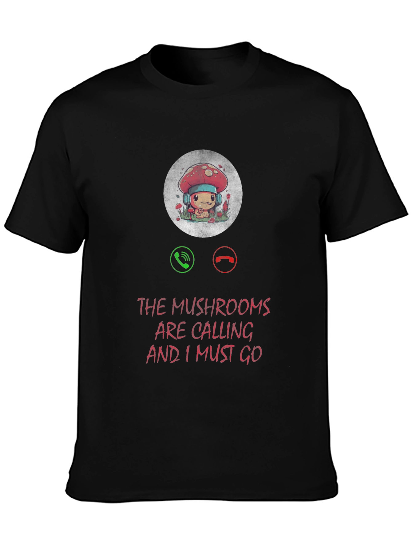 Black Mushroom Calling T-Shirt: Fun & Unique Design view 3