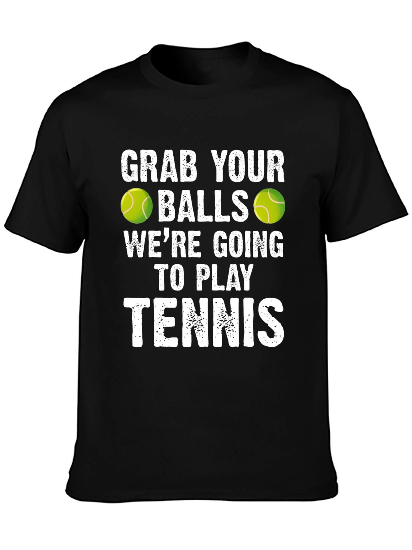 Black Funny Tennis T-Shirt: Grab Your Balls view 3