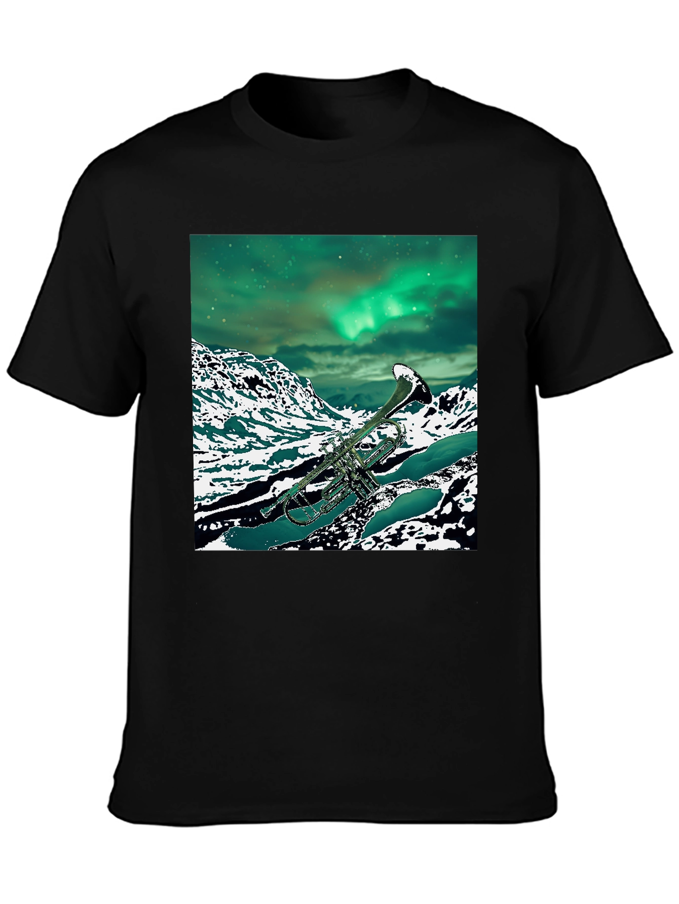 Black Trumpet Aurora Borealis T-Shirt view 3