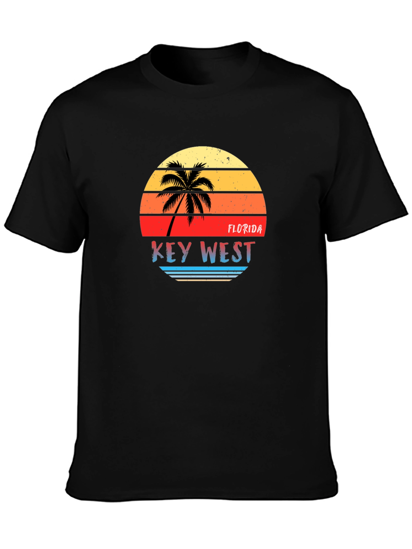 Black Key West Florida Retro Sunset Graphic T-Shirt view 3