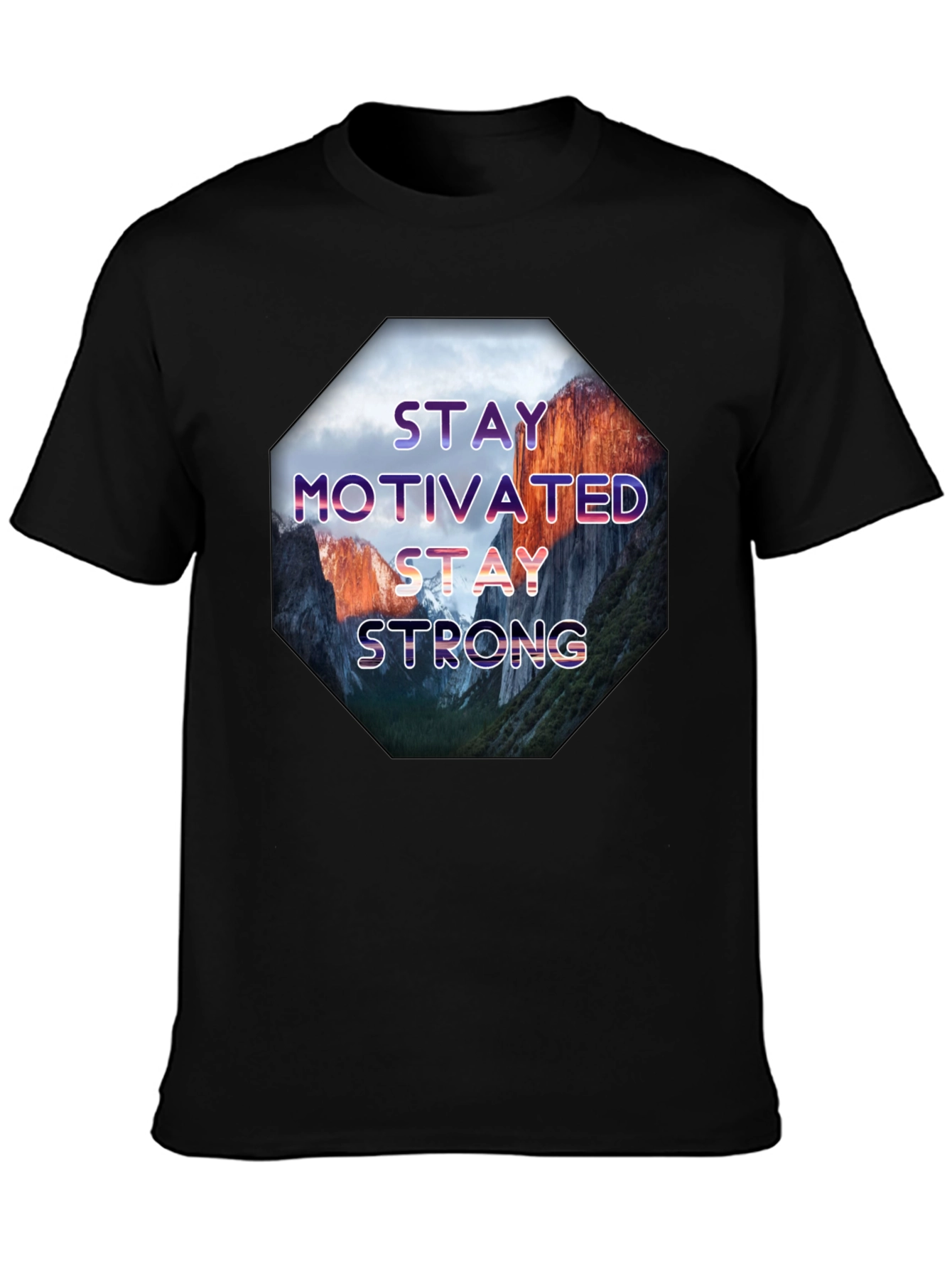 Black Stay Motivated Men's Graphic T-Shirt view 3