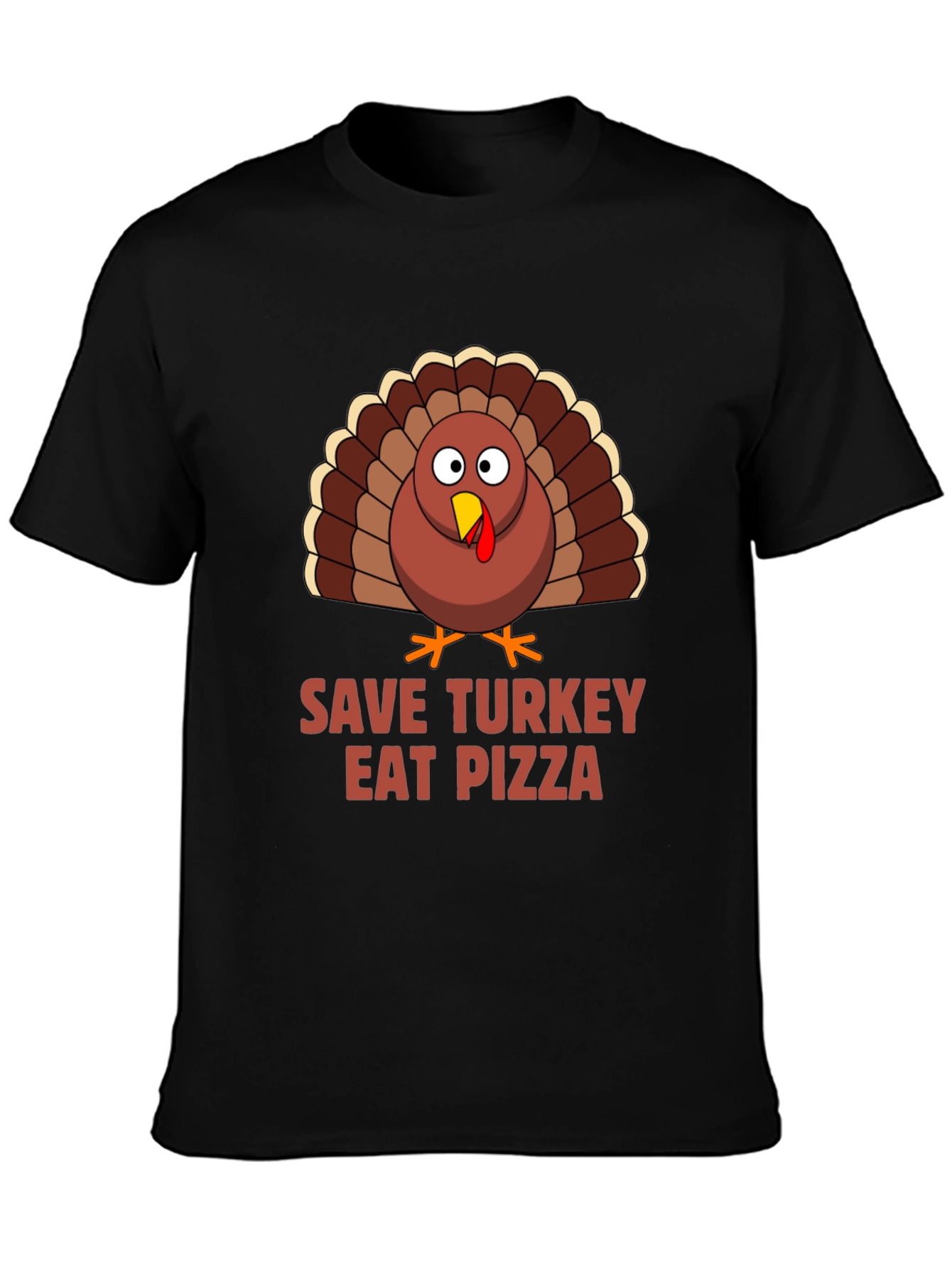 Black Save Turkey Eat Pizza T-Shirt view 3