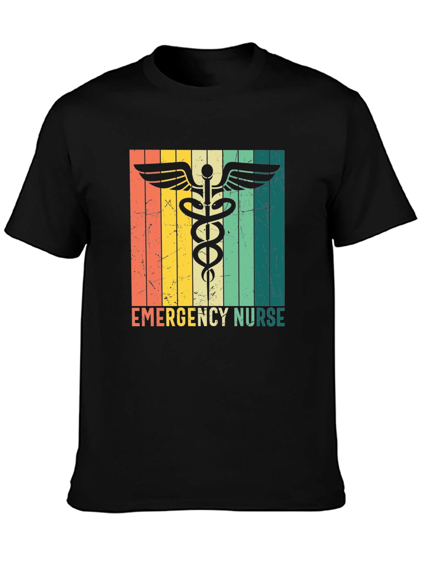 Black Emergency Nurse Retro T-Shirt view 3