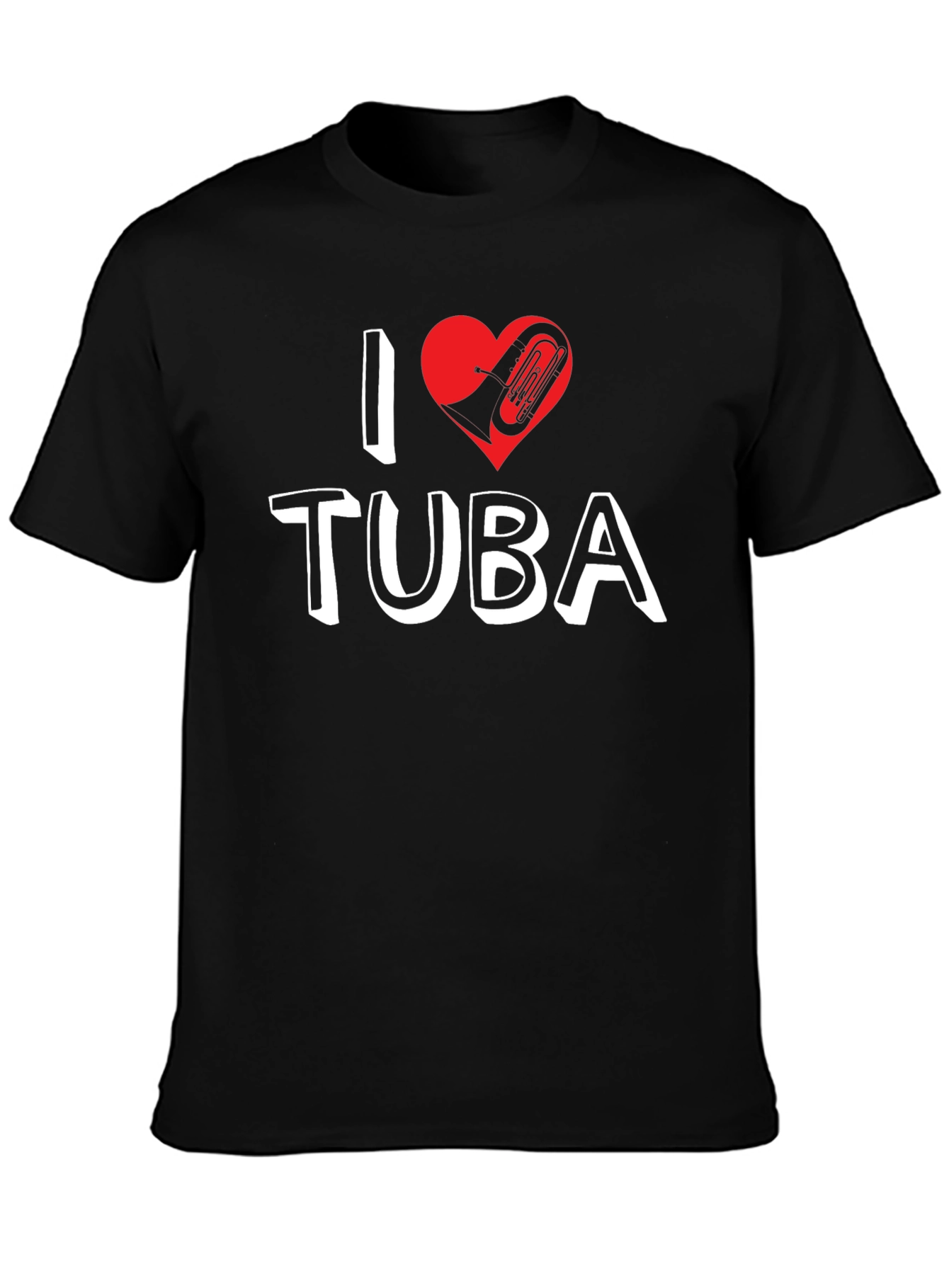 Black I Love Tuba Graphic Tee - Music Lover Shirt view 3