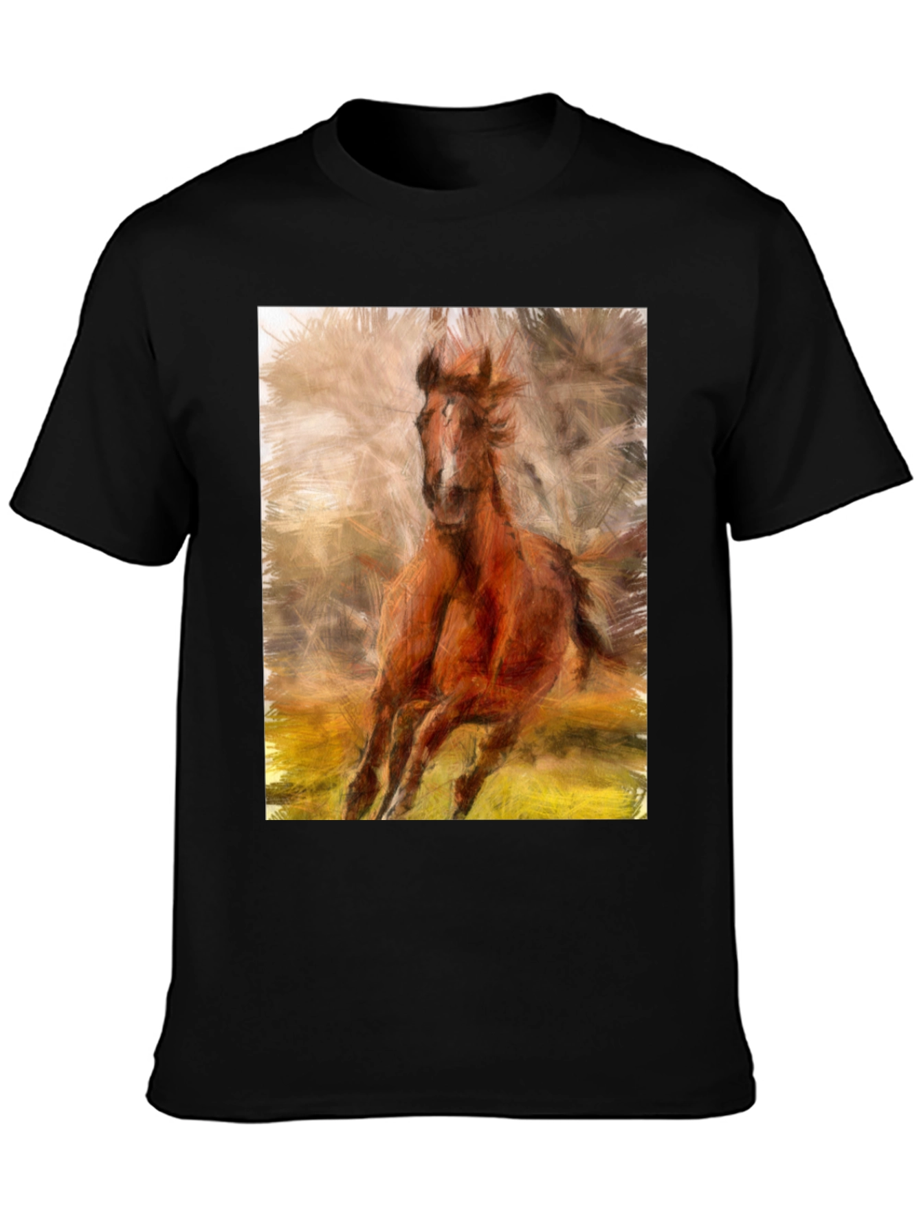 Black Horse Graphic Black T-Shirt view 3