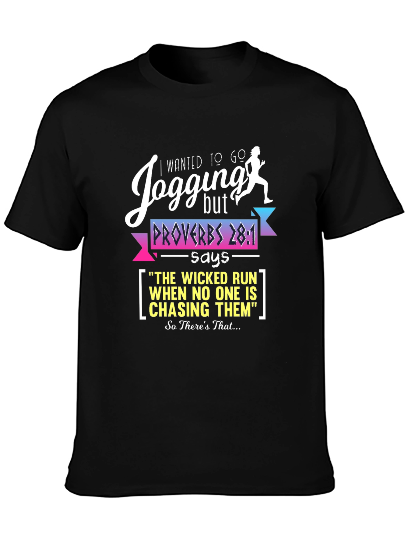 Black Jogging Proverbs Graphic T-Shirt view 3