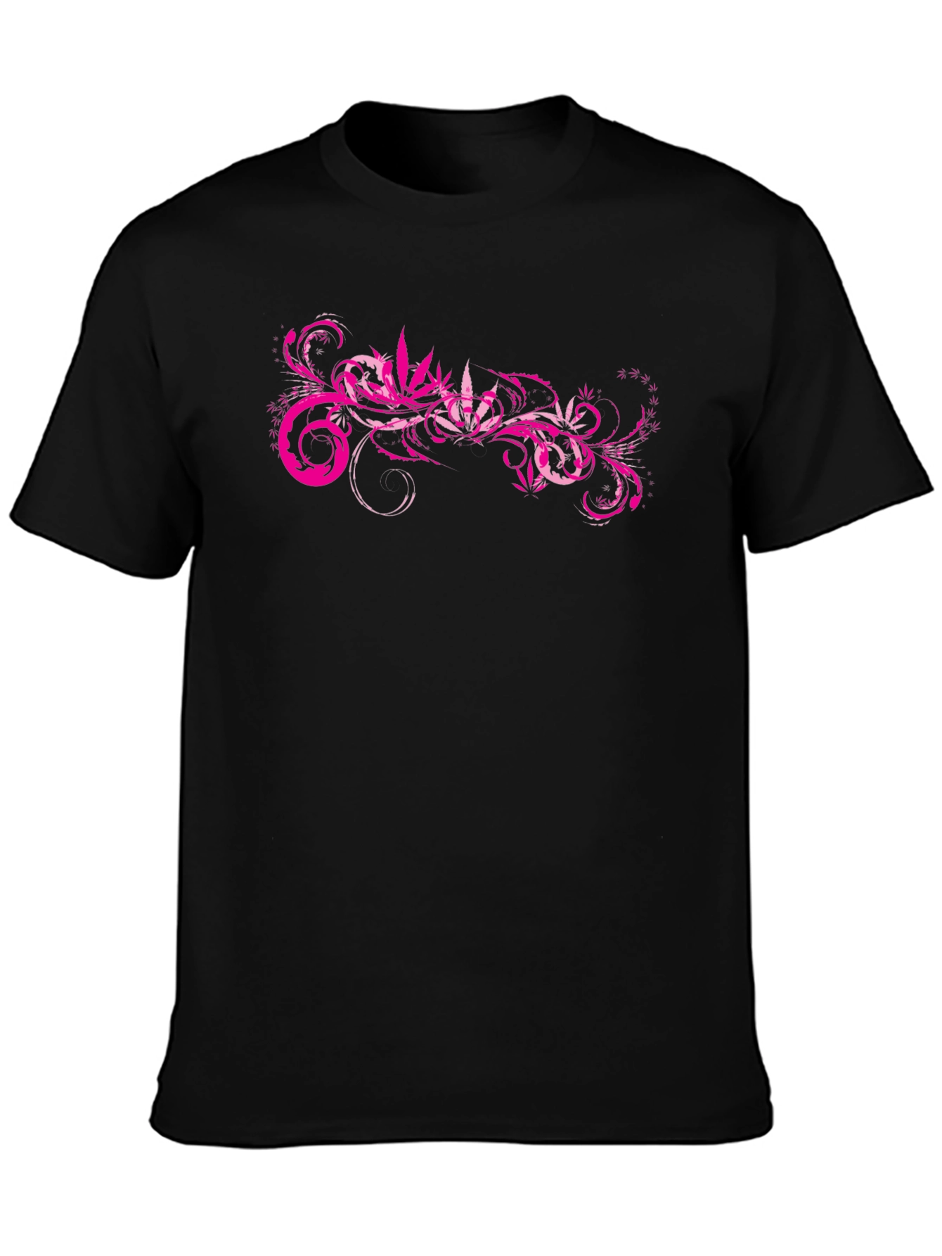 Black Pink Cannabis Swirl Graphic T-Shirt view 3
