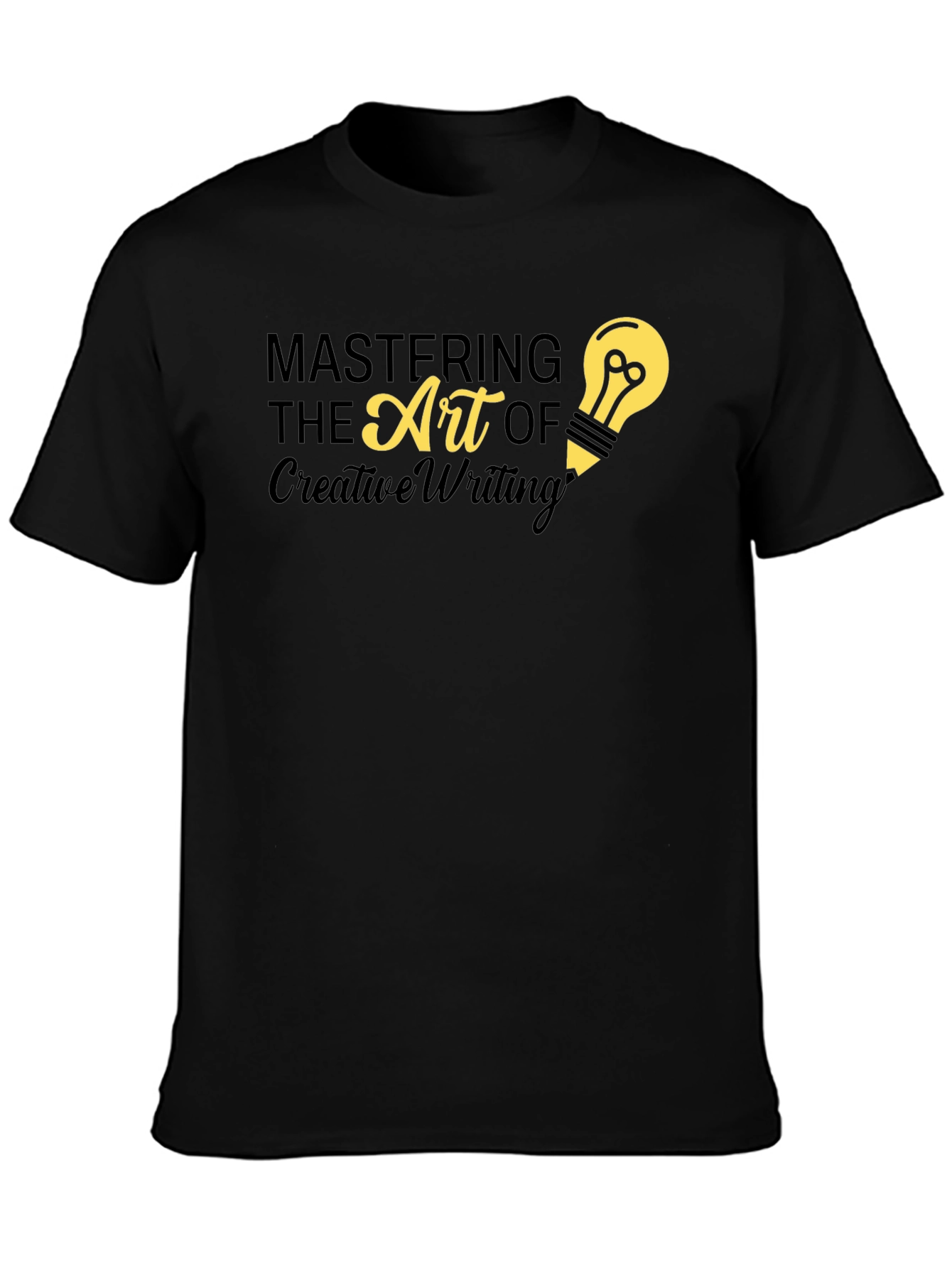 Black Creative Writing Art T-Shirt view 3