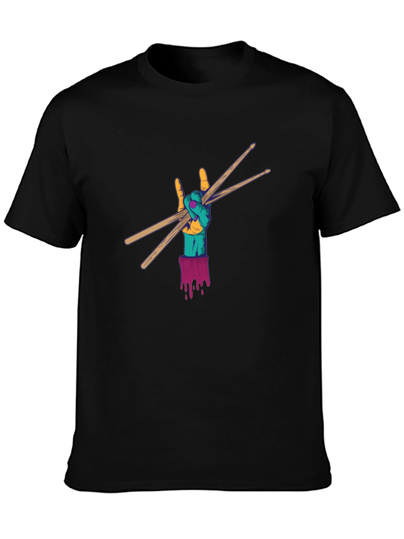 Black Rock Hand Drum Sticks Graphic Tee view 3