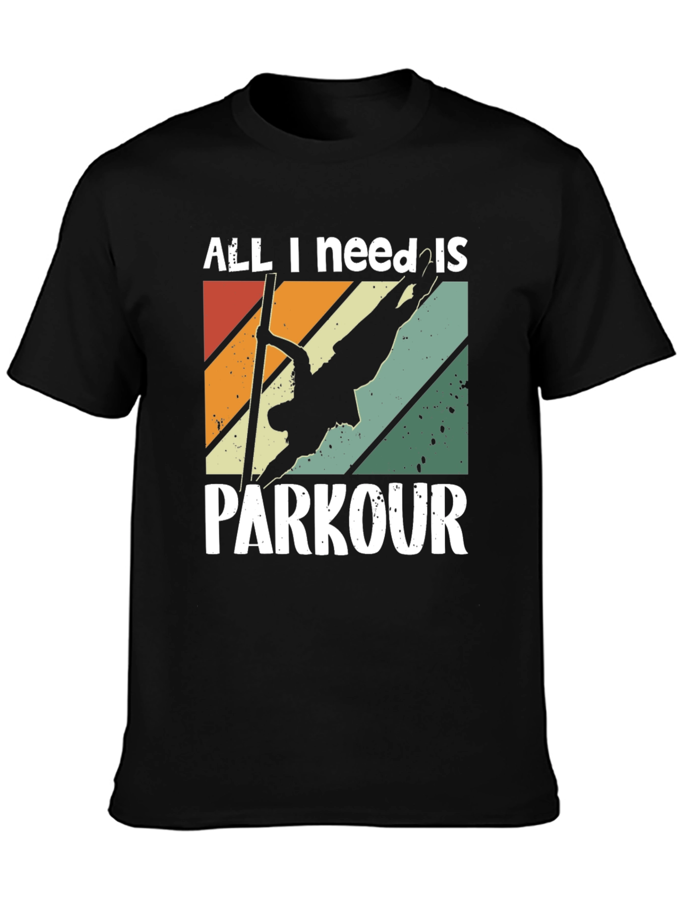 Black All I Need Is Parkour T-Shirt - Retro Style view 3