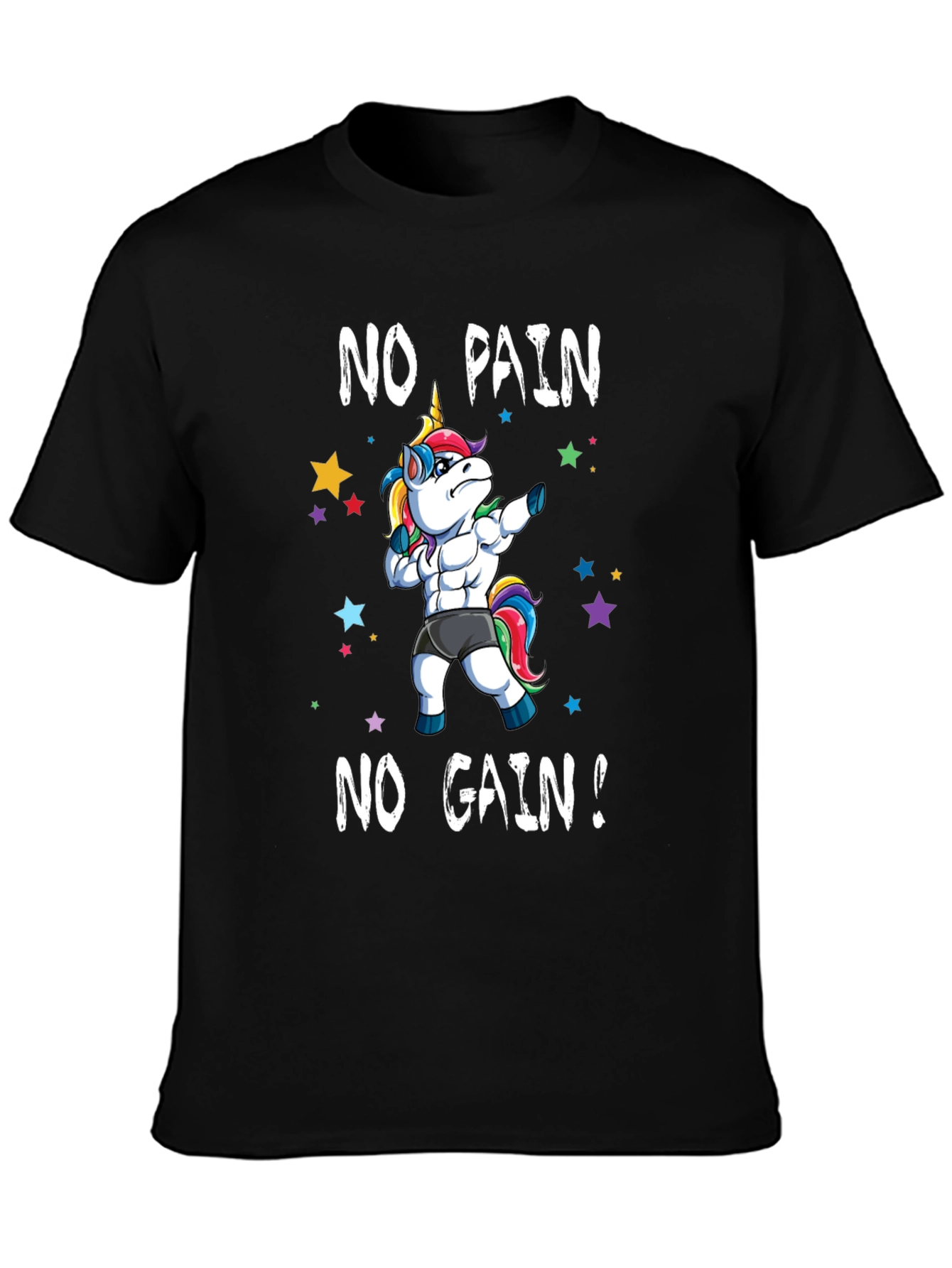 Black Unicorn Gym T-Shirt - No Pain No Gain view 3