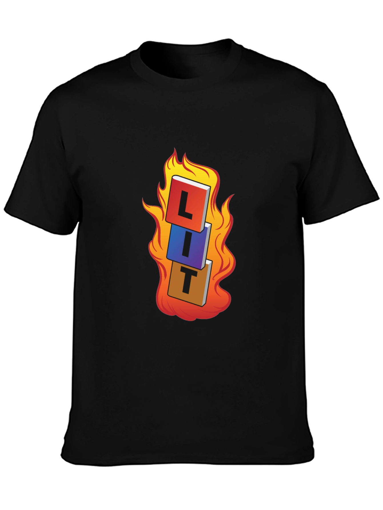 Black LIT T-Shirt - On Fire Graphic Tee view 3