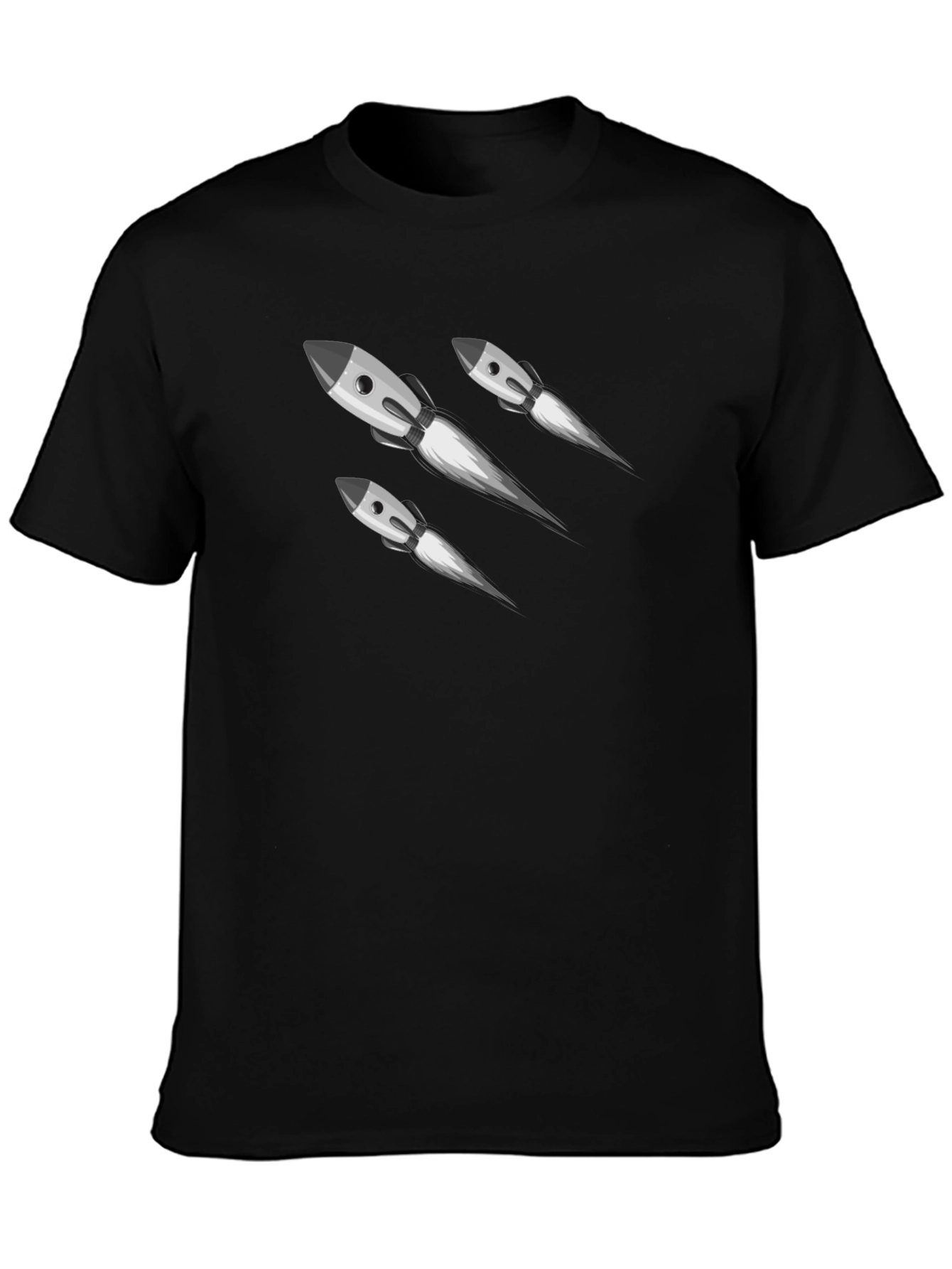 Black Rocket Launch Graphic T-Shirt - Black Crew Neck view 3