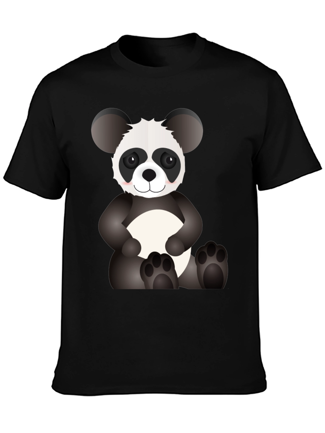 Black Cute Panda Bear Graphic T-Shirt view 3