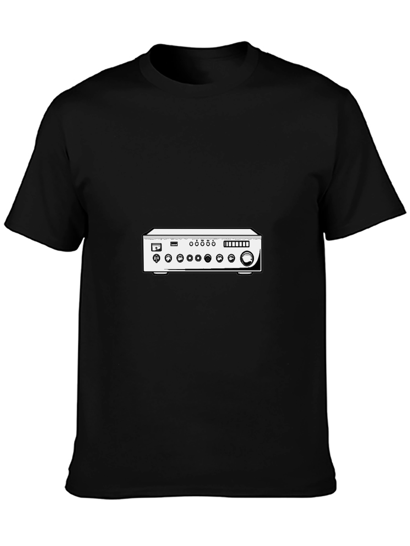Black Vintage Receiver Graphic Tee - Retro Audio Shirt view 3