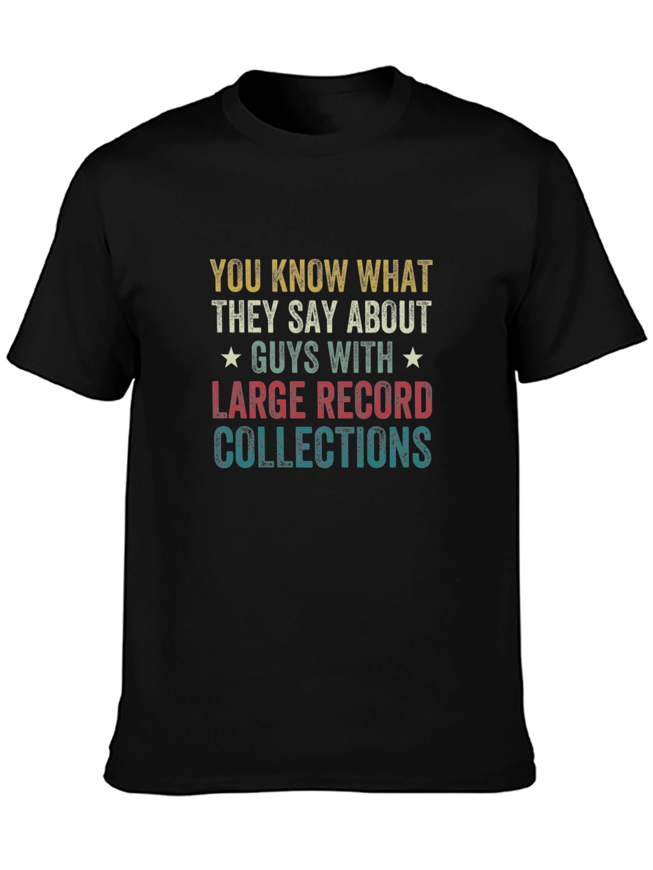 Black Vinyl Record Collector T-Shirt - Guys With Large Collections view 3