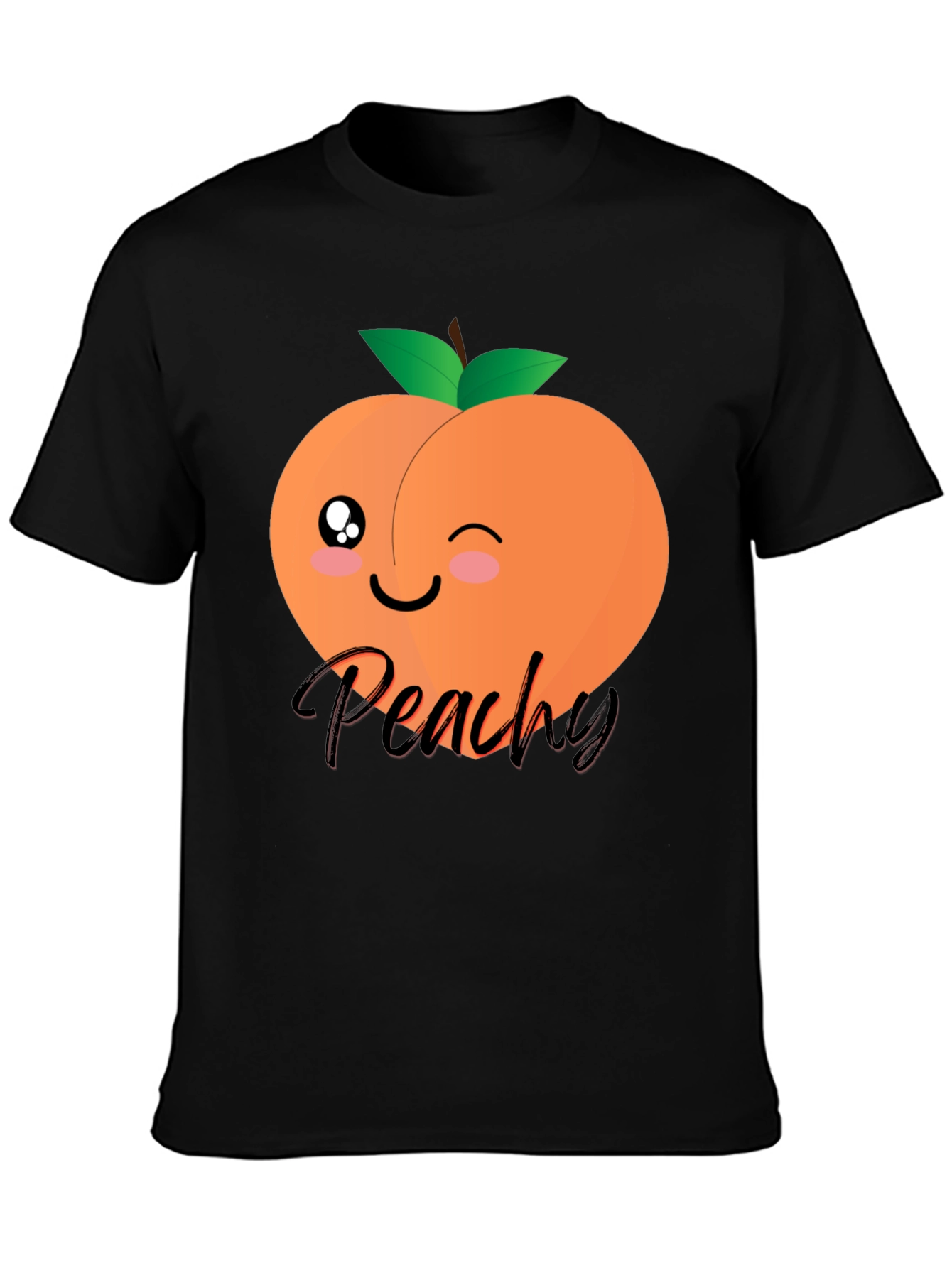 Black Cute Peachy Graphic T-Shirt - Unisex Black Tee view 3