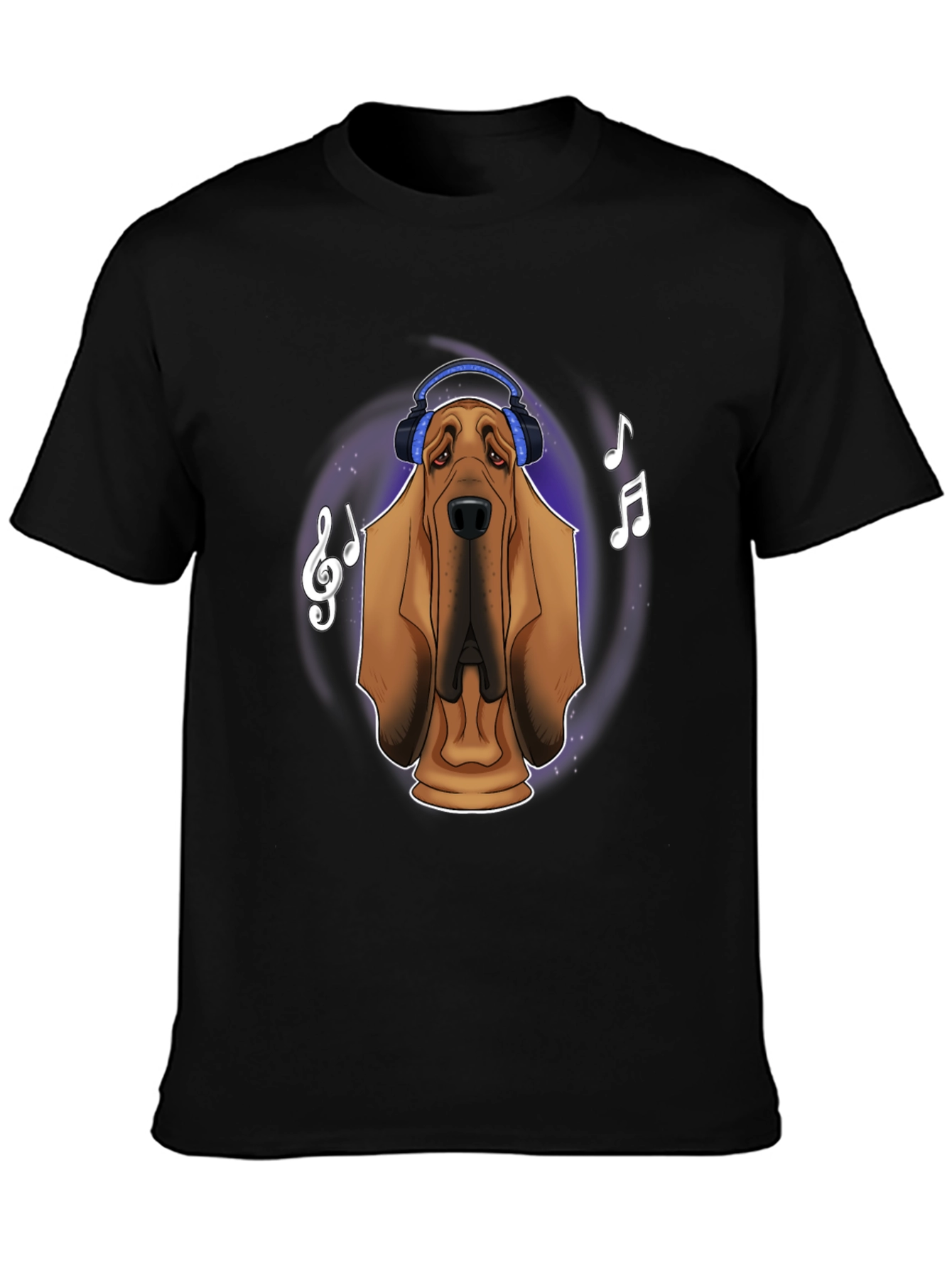 Black Dog with Headphones Graphic T-Shirt view 3