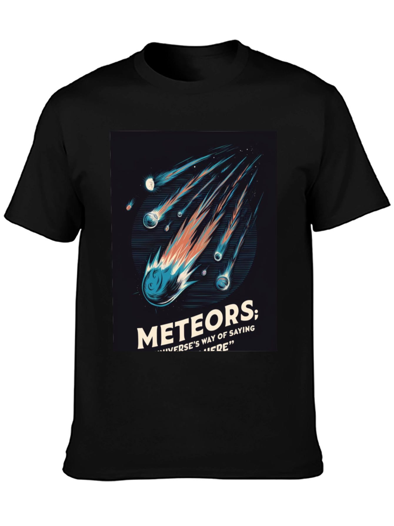 Black Meteor Shower Graphic Tee - Space Lover T-Shirt view 3
