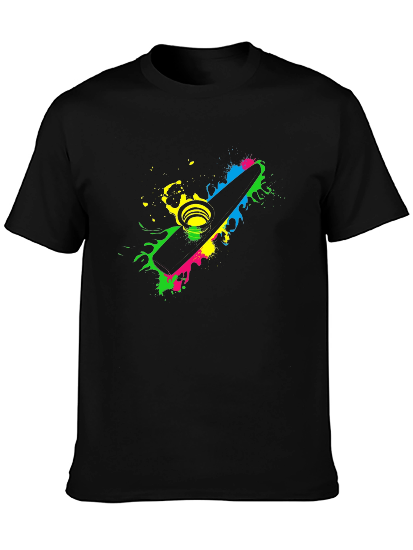 Black Kazoo Splatter Graphic T-Shirt - Music Lover Tee view 3