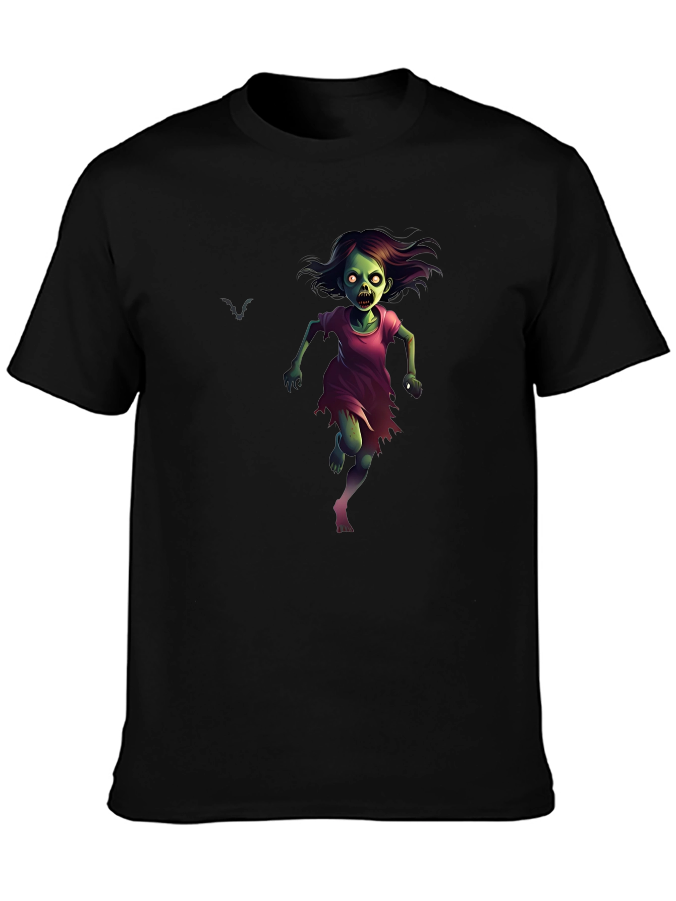 Black Zombie Girl Graphic Tee - Halloween Apparel view 3