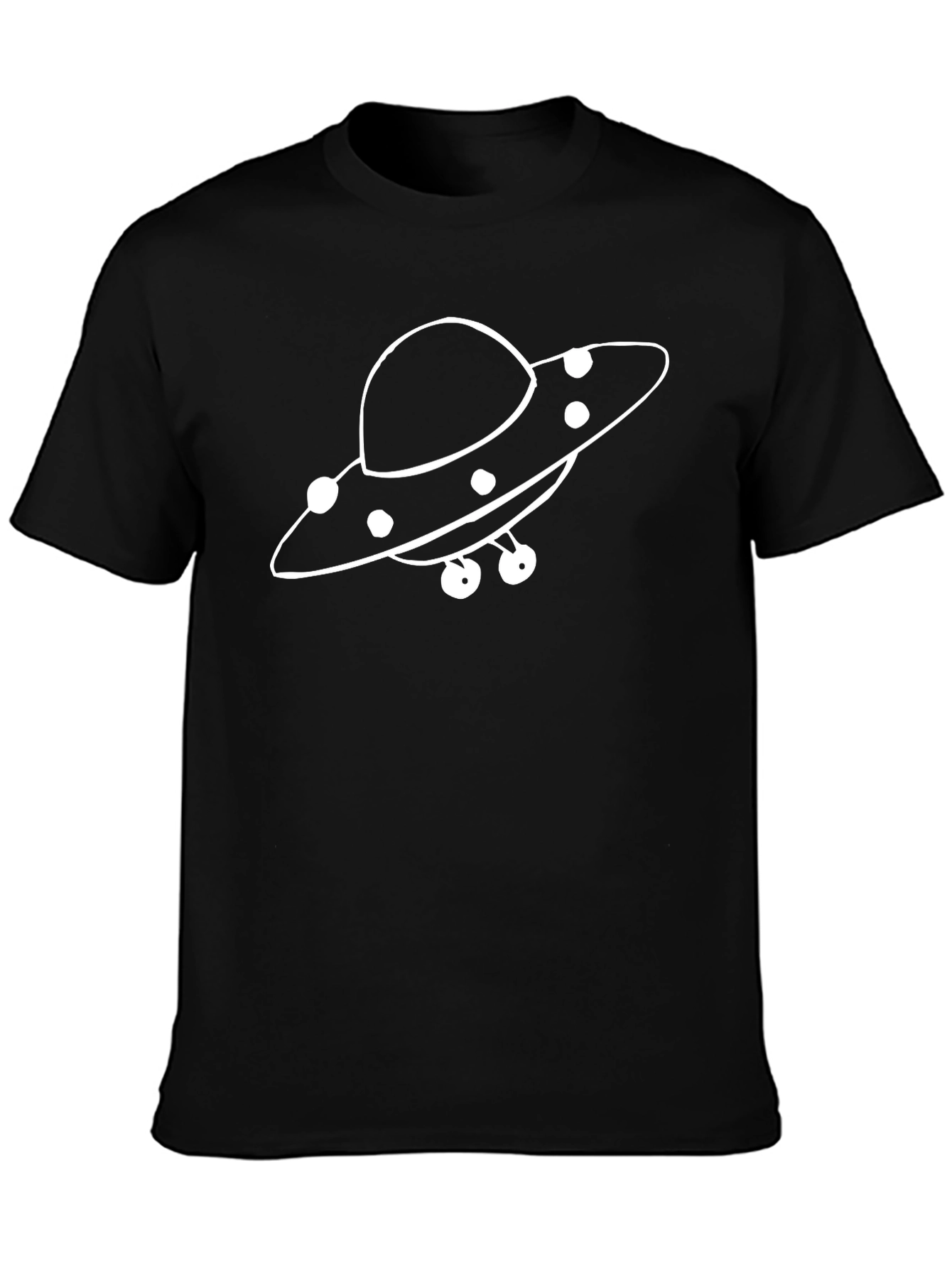 Black UFO Graphic T-Shirt - Black Cotton Blend Casual Tee view 3