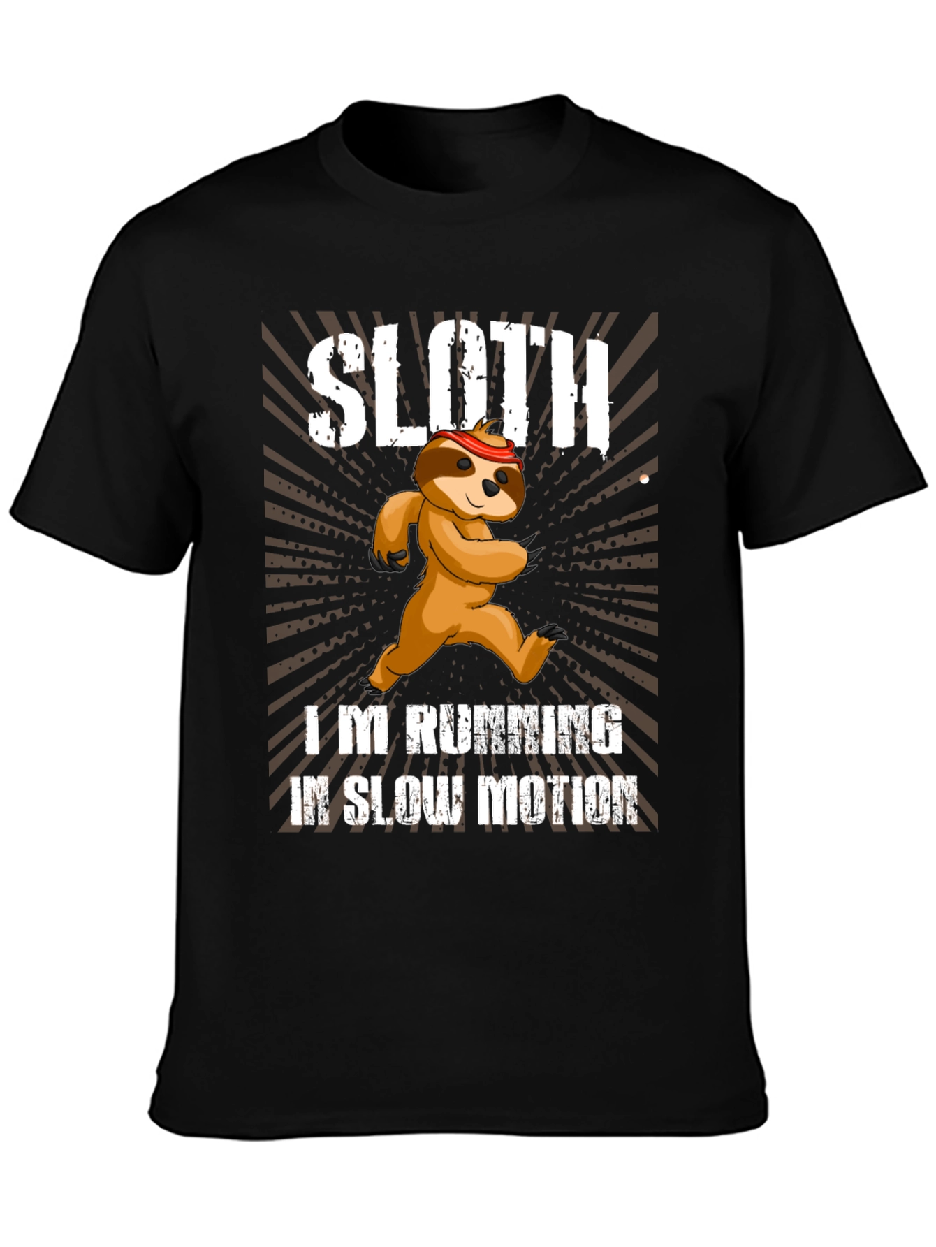 Black Running Sloth T-Shirt - Funny Slow Motion Design view 3