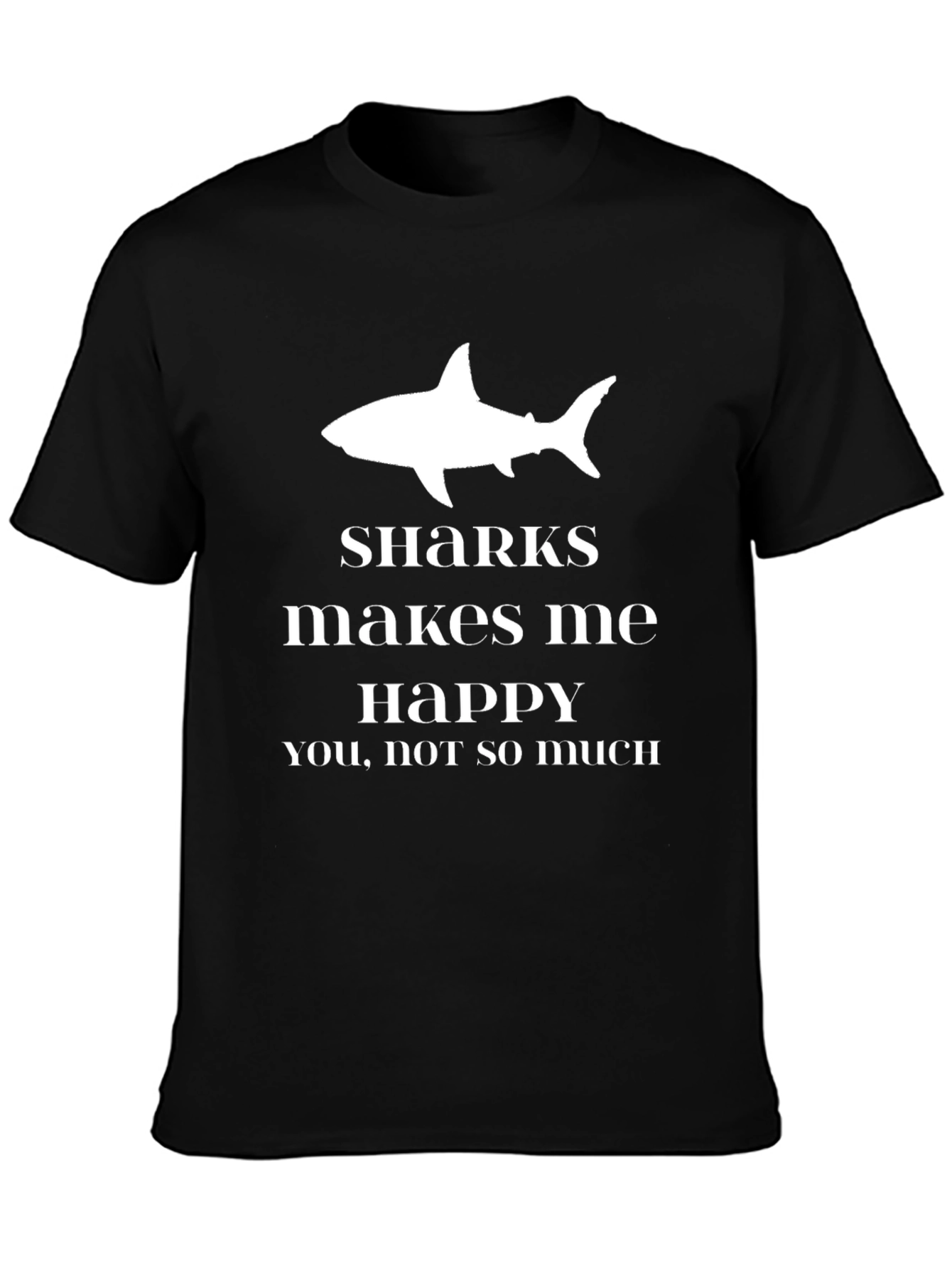 Black Sharks Make Me Happy Black T-Shirt view 3