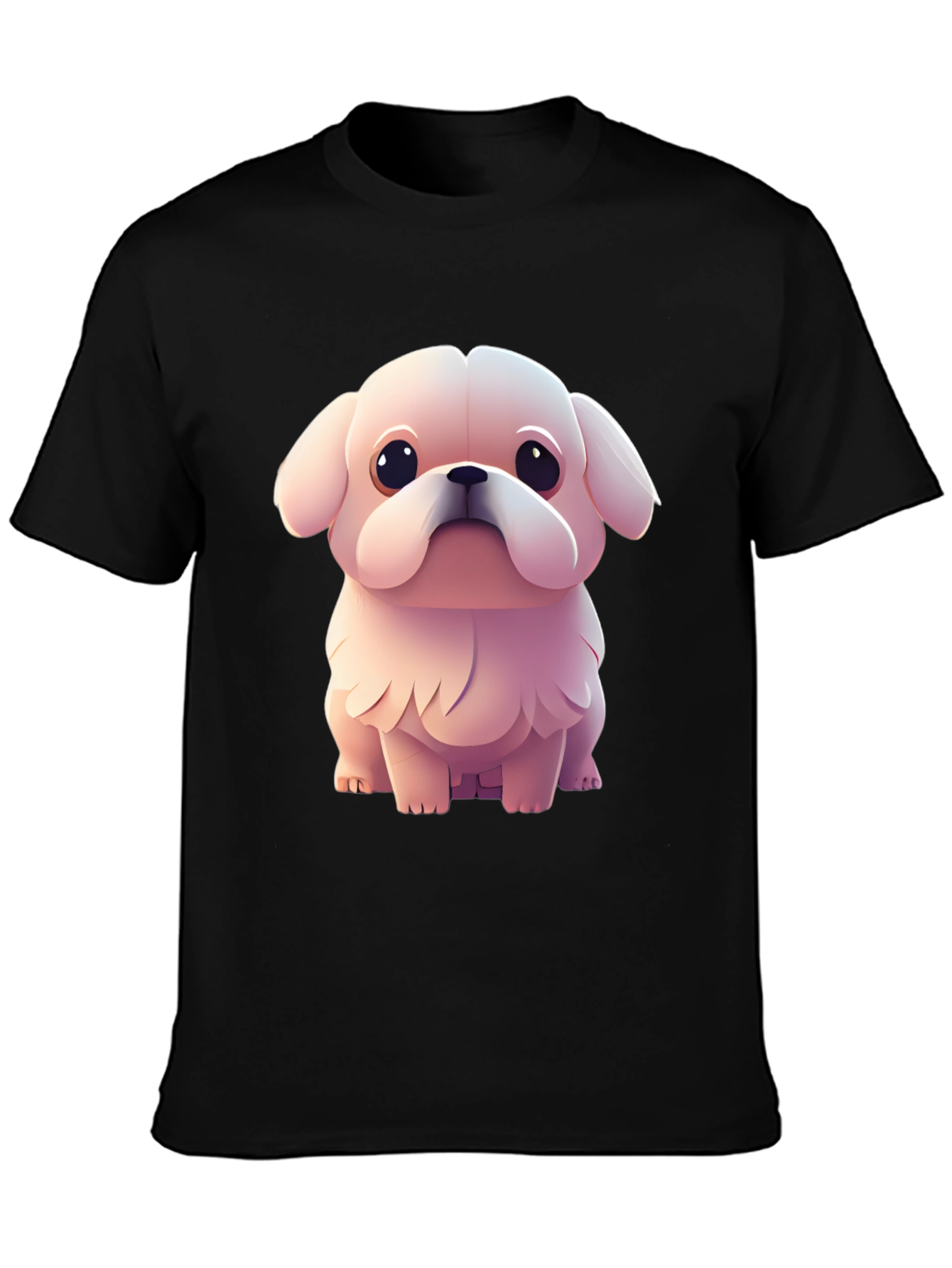 Black Cute Puppy Graphic Tee - Black view 3