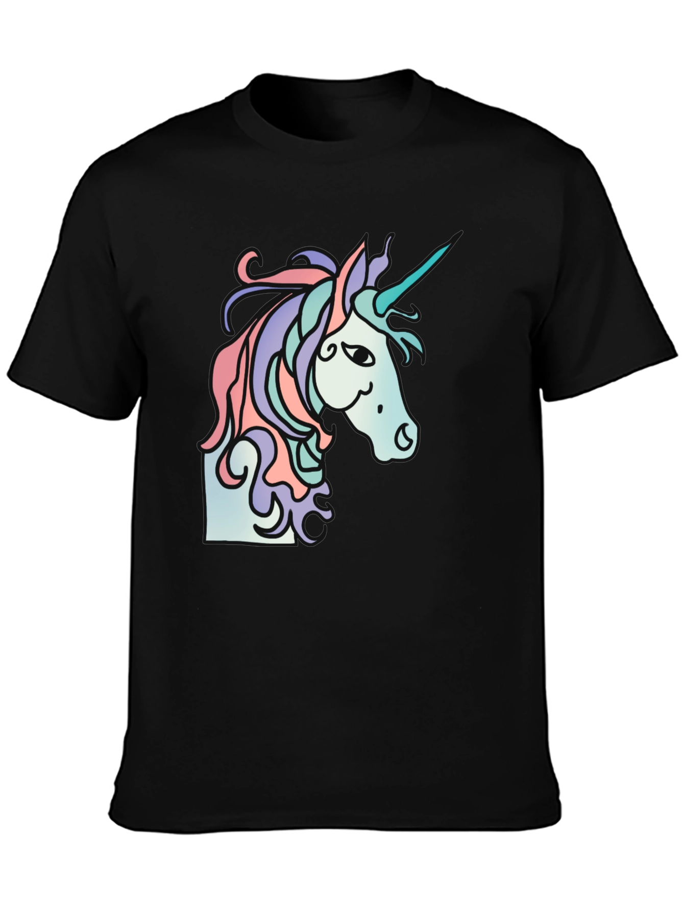 Black Unicorn Graphic Tee - Black Casual T-Shirt view 3