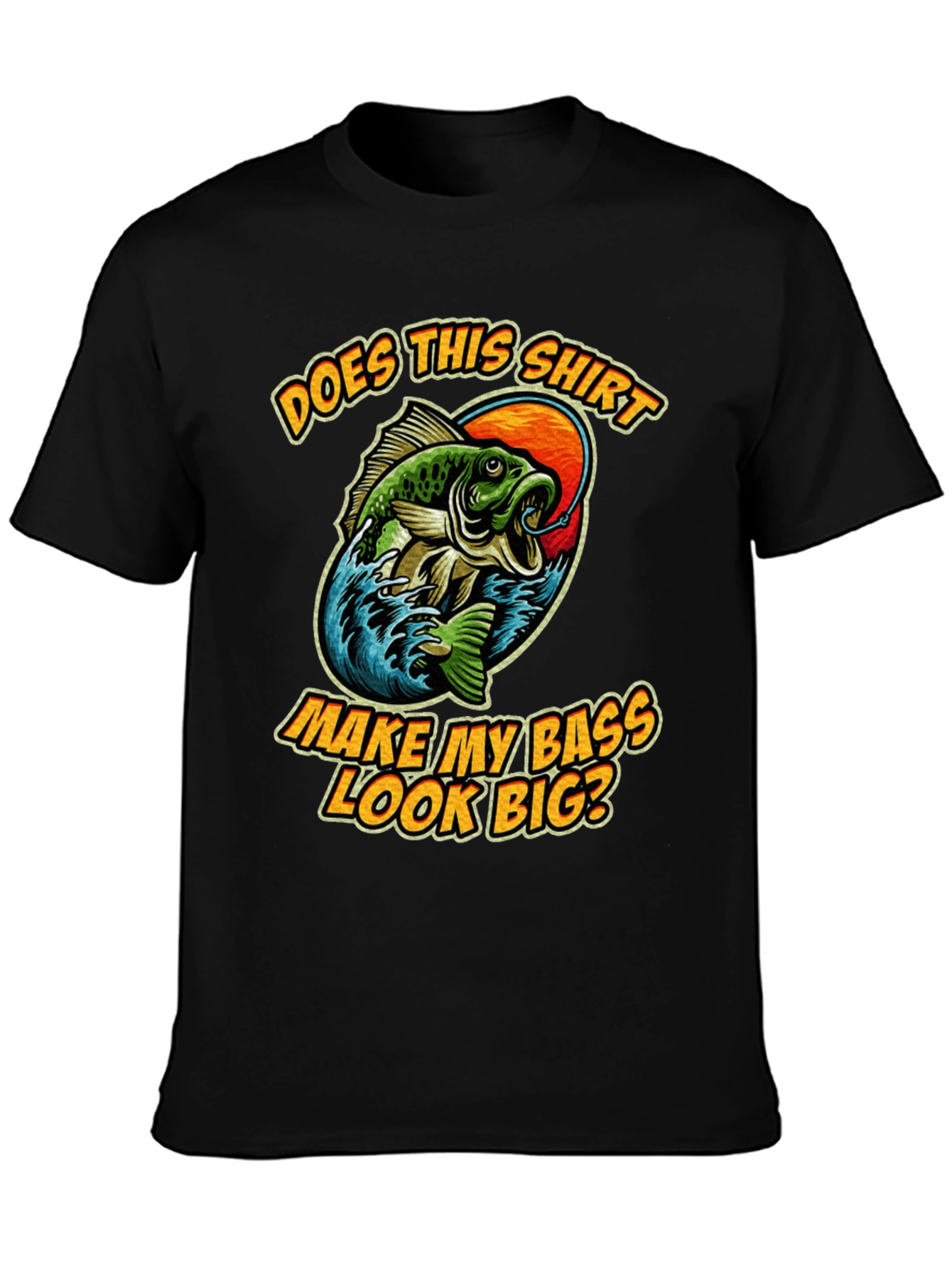 Black Funny Fishing T-Shirt - Make My Bass Look Big? view 3