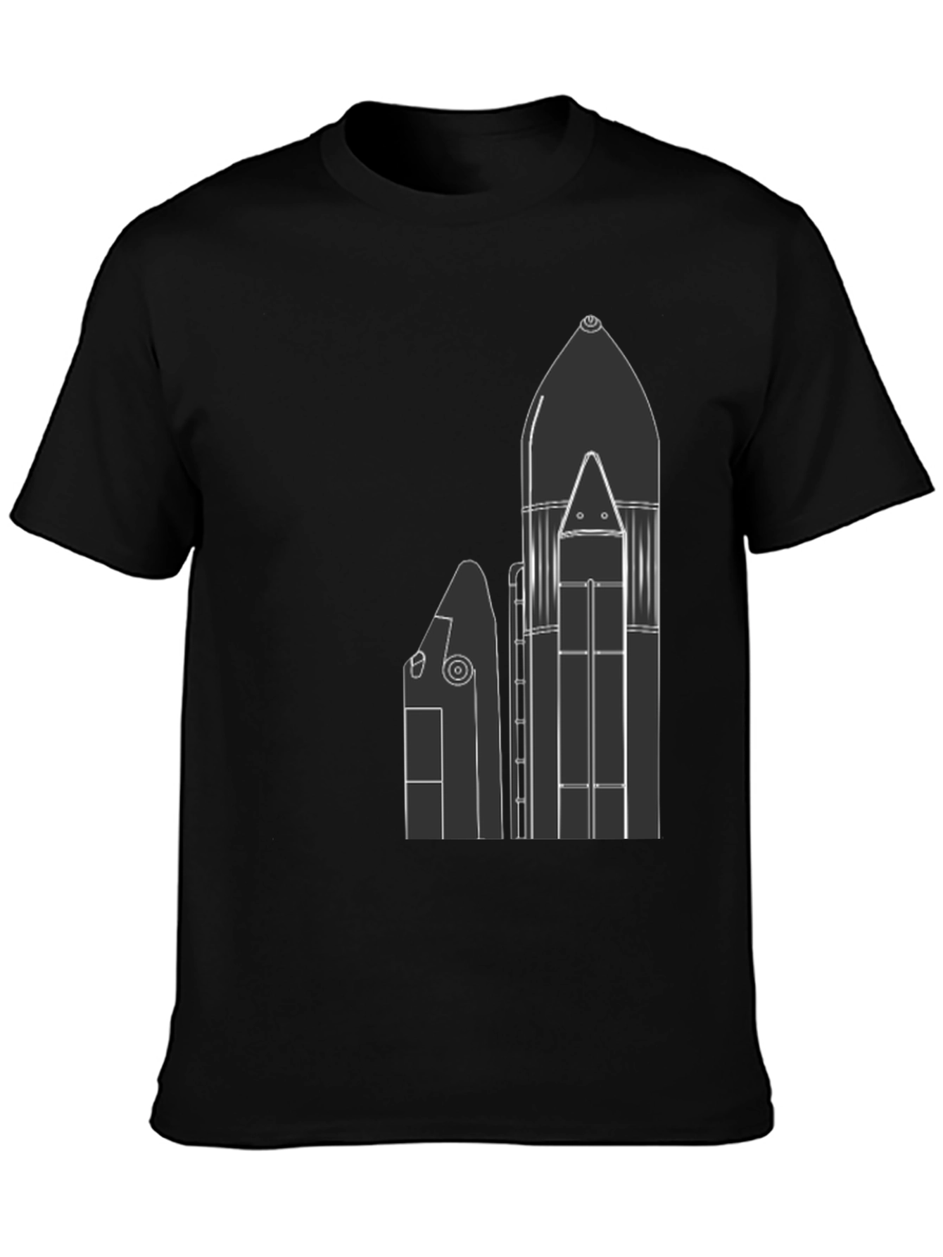 Black Space Shuttle T-Shirt - Black, Graphic Print view 3